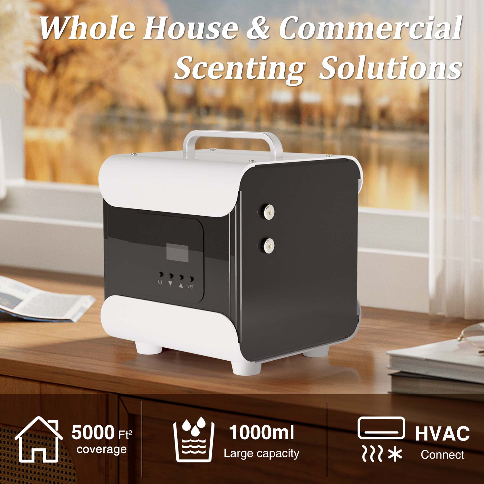 Whole House HVAC Scent Diffuser | 5000 Sq Ft Coverage | Wi-Fi & Bluetooth Control | 1000ml Waterless