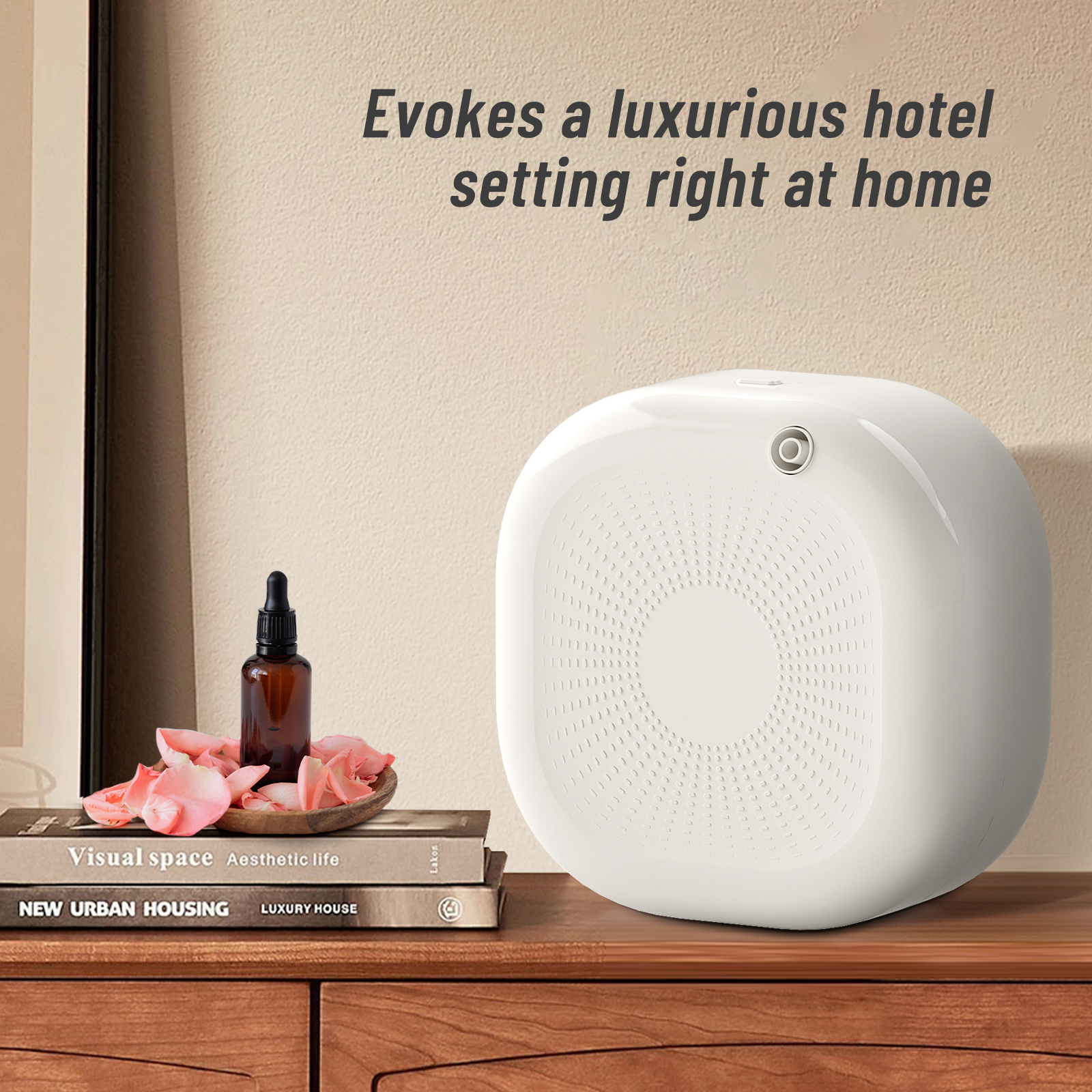 Diffuseur d'air parfumé intelligent pour la maison, collection hôtel, diffuseur sans eau Bluetooth avec technologie d'air froid - 500 ml, diffuseur de parfum CVC pour grandes pièces, bureaux, hôtels et spas (blanc) 