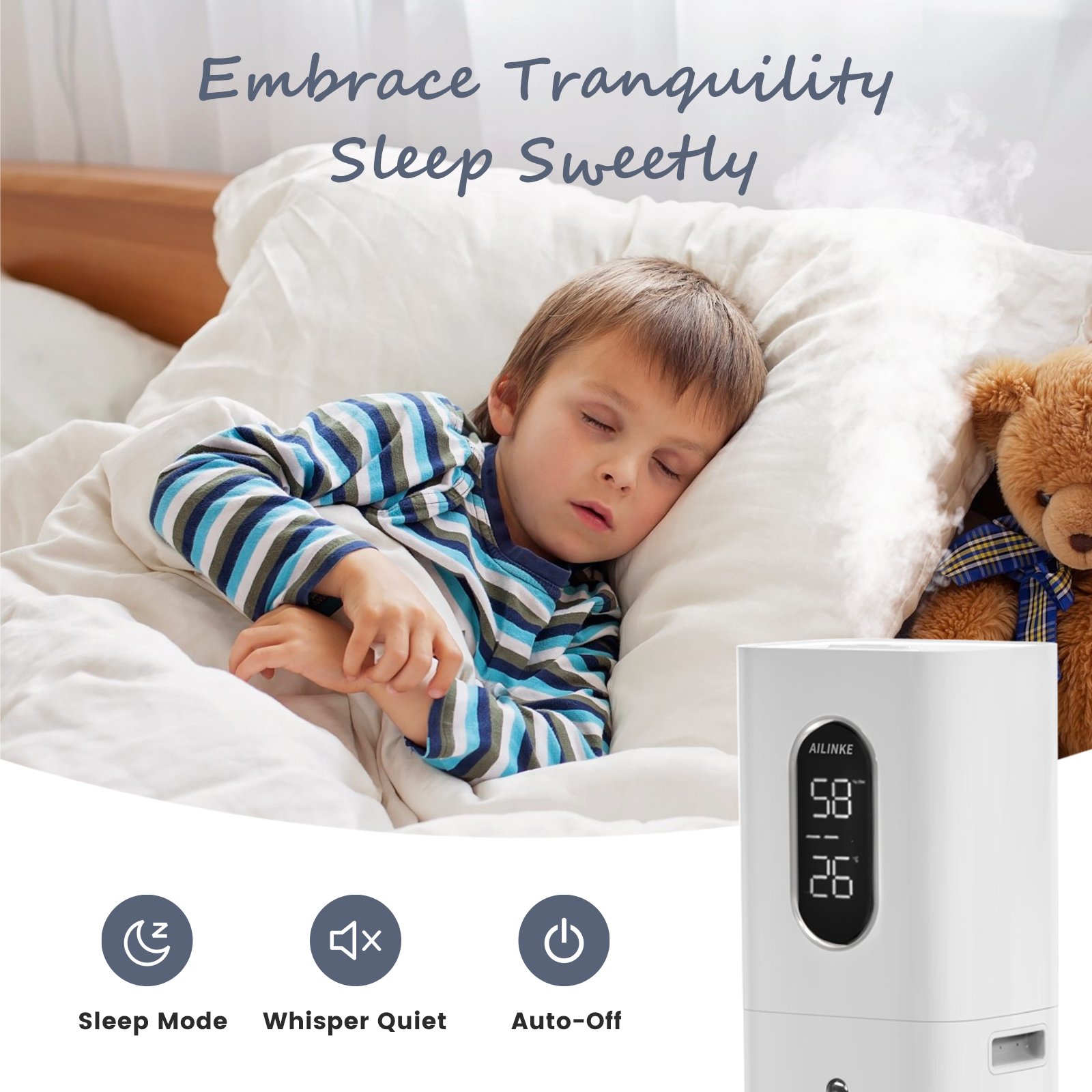 2.1 Gal Ultrasonic Humidifier for Large Room with Essential Oil Diffuser & Sleep Mode | 033