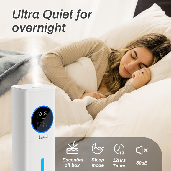 [LCD-2303W]Humidifier Large Room, 2.1Gal/8L Humidifiers for Home, Humidifiers for Bedroom with Essential Oil Diffuser, Top Fill Whole House Cool Mist Humidifiers for Plants Baby Kids Adults Office, White
