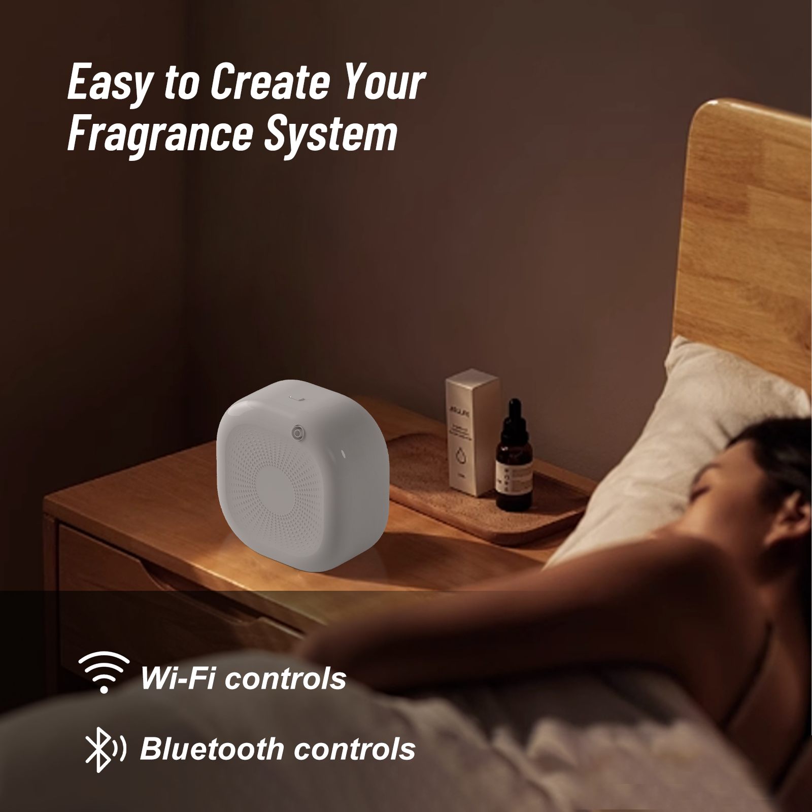 Diffuseur d'air parfumé intelligent pour la maison, collection hôtel, diffuseur sans eau Bluetooth avec technologie d'air froid - 500 ml, diffuseur de parfum CVC pour grandes pièces, bureaux, hôtels et spas (blanc) 