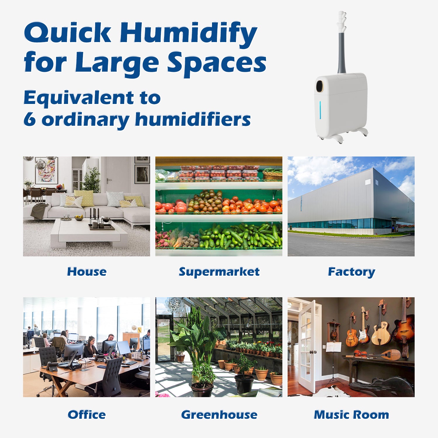 [LCD-J39]6.6gal/25L Large Humidifier Whole-House Commercial and Industrial Humidifier 3000 sq.ft, Cool Mist Top Fill Humidifier Floor Humidifiers 2000ML/H Branch Tube Design with 360° Nozzle Sets