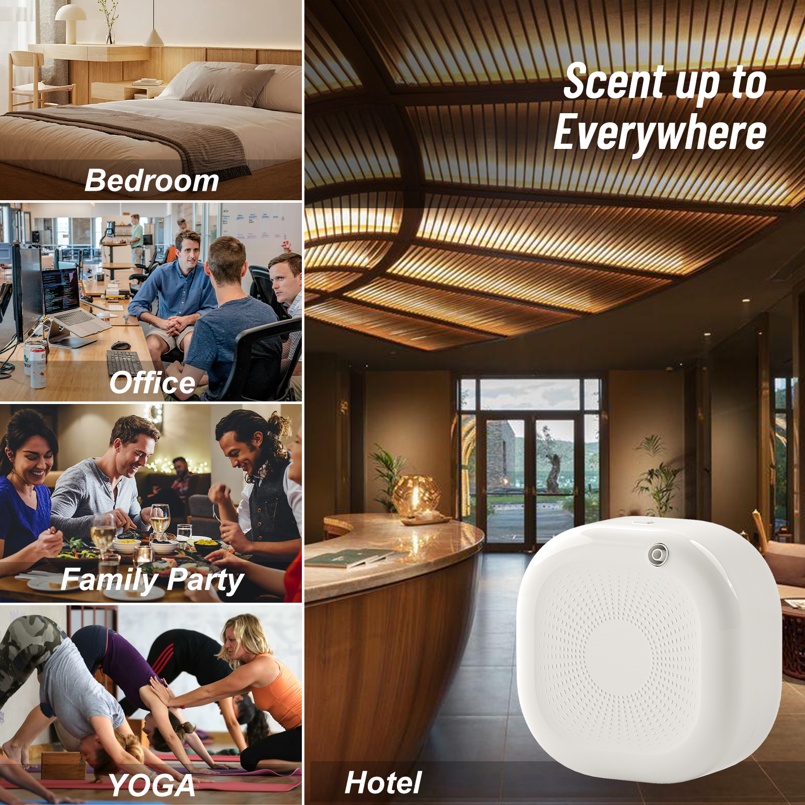 Diffuseur d'air parfumé intelligent pour la maison, collection hôtel, diffuseur sans eau Bluetooth avec technologie d'air froid - 500 ml, diffuseur de parfum CVC pour grandes pièces, bureaux, hôtels et spas (blanc) 