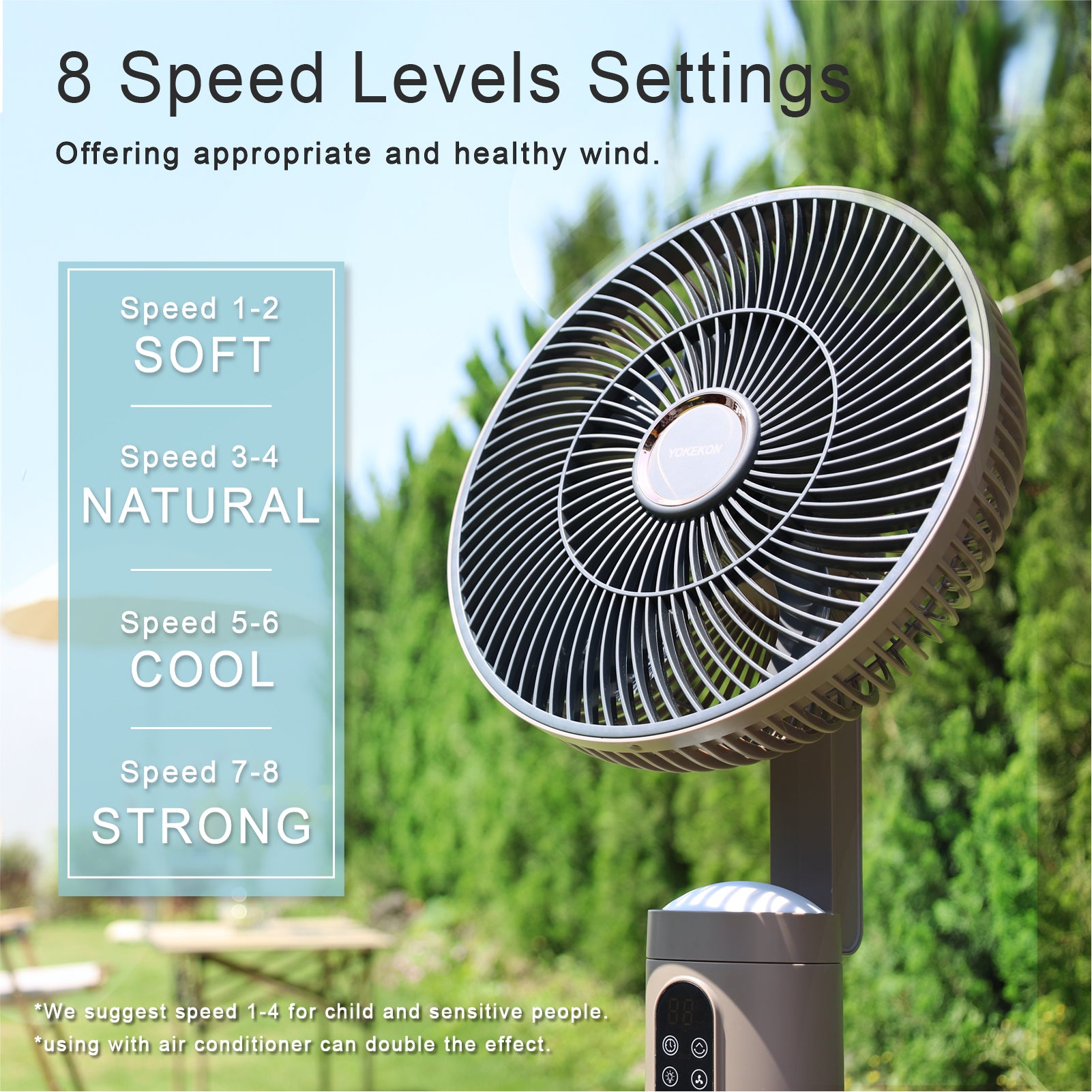 Oscillating Standing Fan, Outdoor Fan for Patios 37” High Floor Fan|FS300