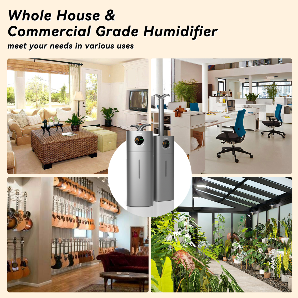 Humidifiers for Large Room Home, 4.2Gal/16L Whole House Humidifiers 2000 sq.ft.Large Ultrasonic Cool Mist Humidifier with Extension Tube for Home, Greenhouse, Office