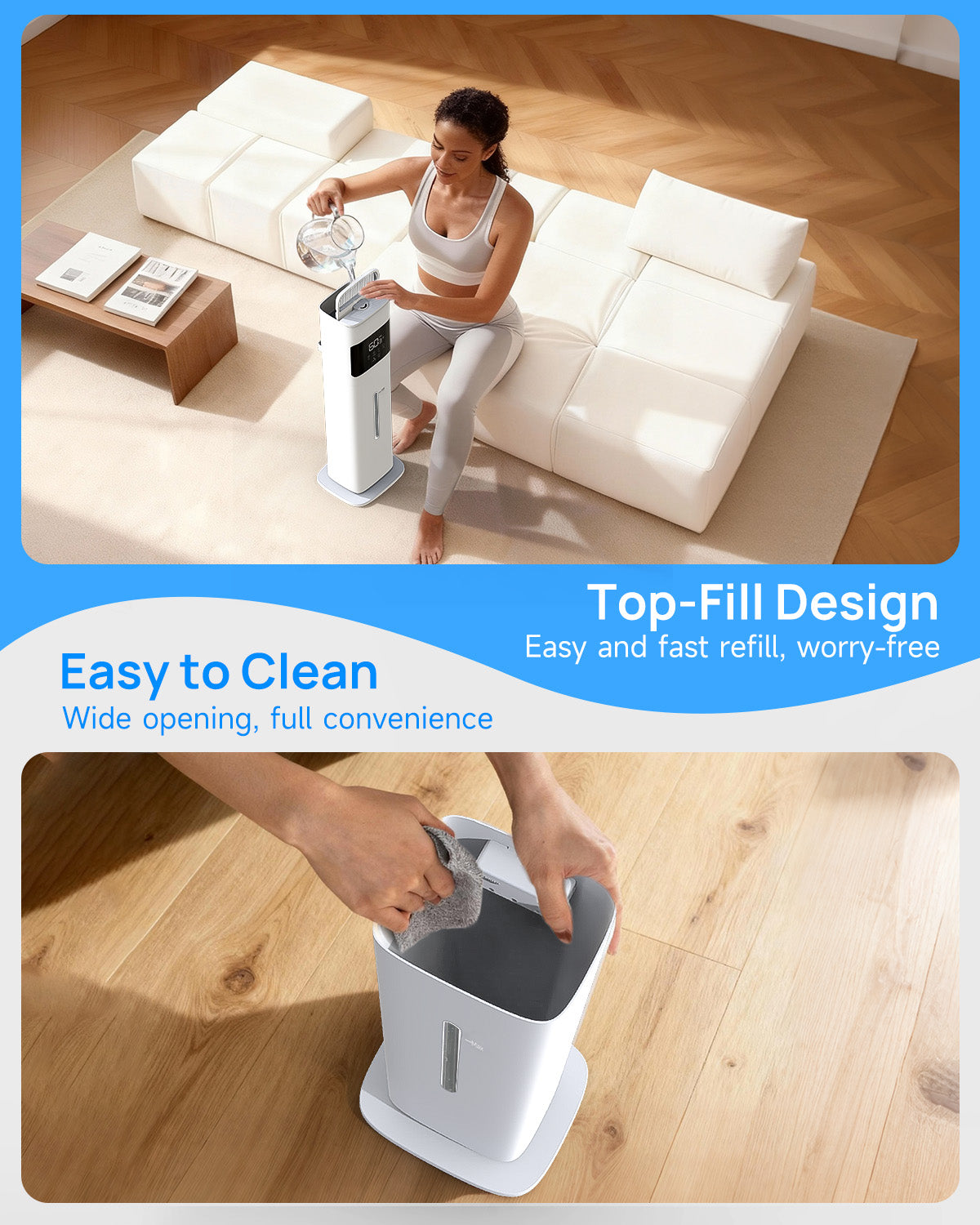 2.1Gal/8L Cool & Warm Mist Humidifier for Room Home, Top-Fill with Essential Oil Diffuser