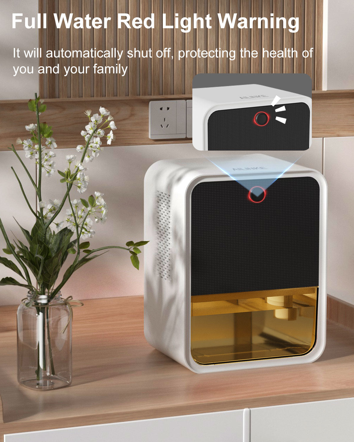 [KC-801]Dehumidifier, AILINKE 70oz Dehumidifiers for Home, 500 sq.ft, Dehumidifier for Bedroom, Bathroom, Basement with Auto Shut Off, Quiet Dehumidifier for Room, white, Middle, KC-SY-801