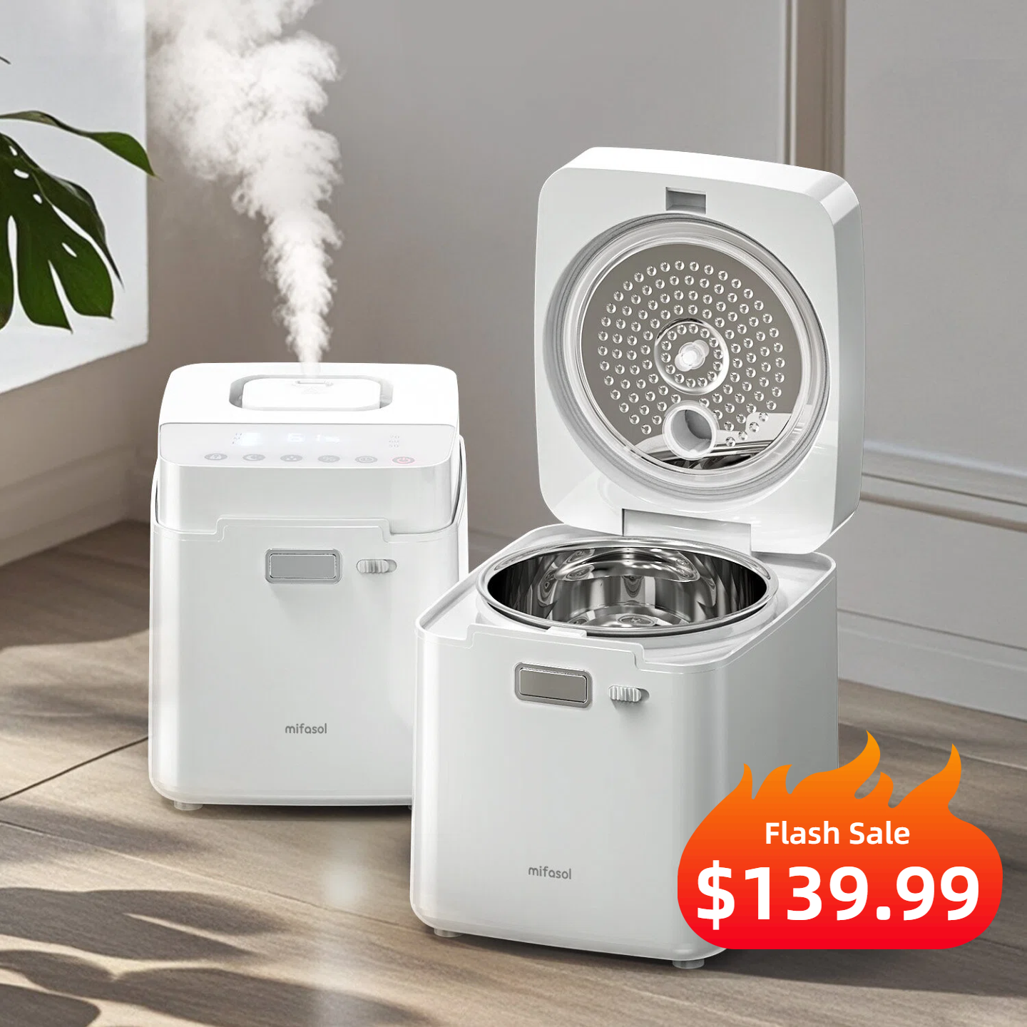 Stainless Steel Warm Mist Humidifier | 3.3L/0.87Gal Steam Humidifier Easy to Clean| 01