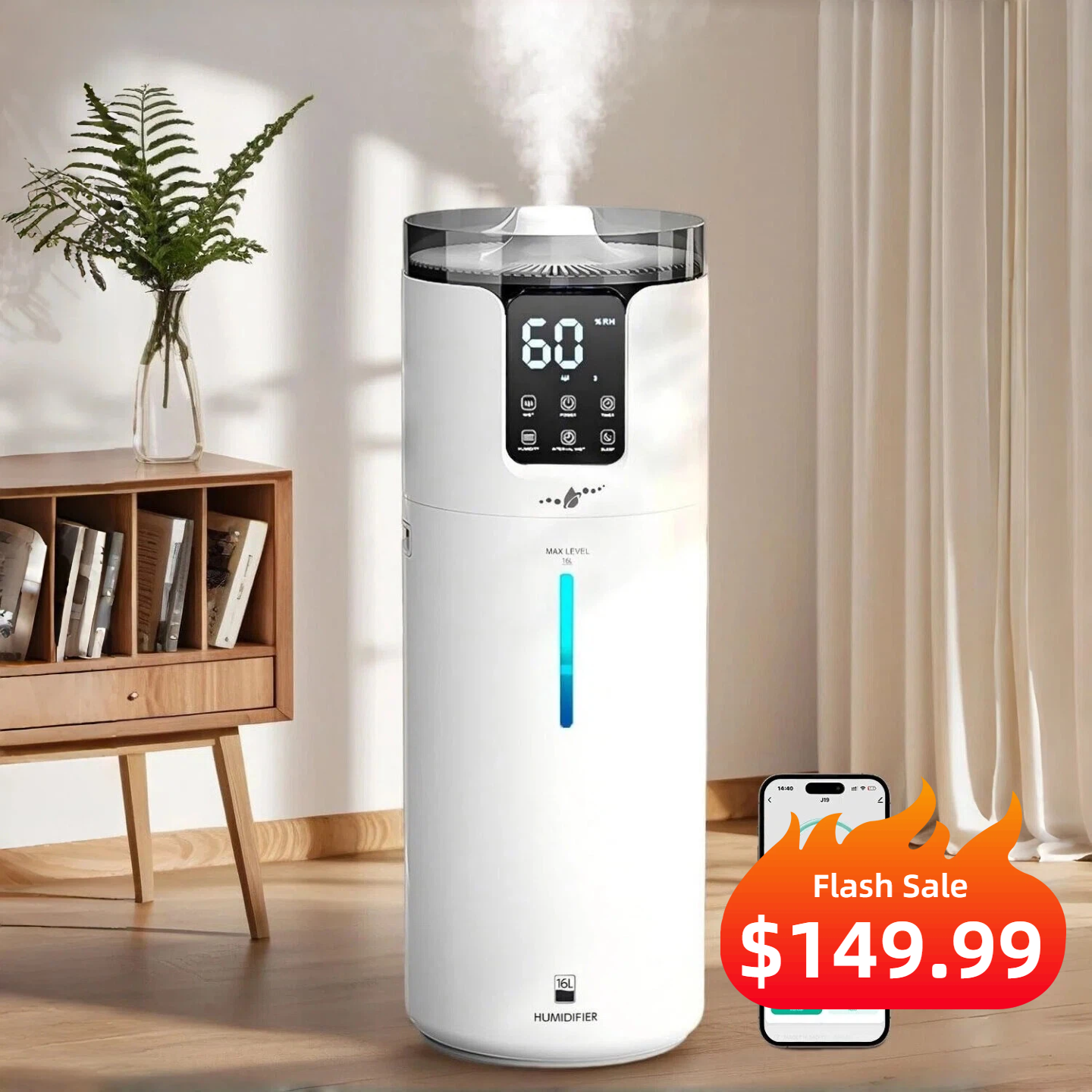 16L/4.2Gal Smart Humidifier for Large Room | APP & Voice Control | Whole House Cool Mist | J19WA