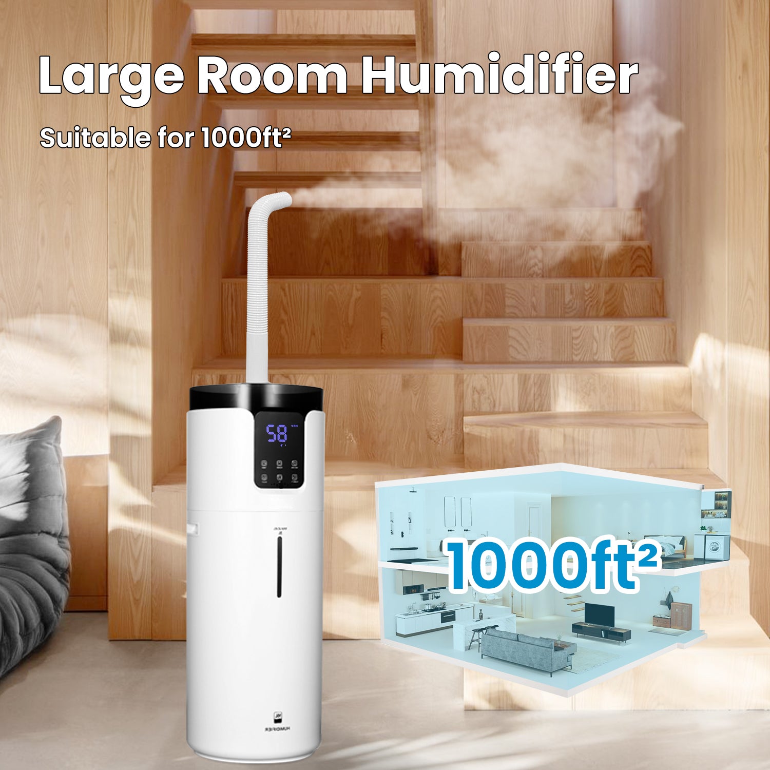 4.2 Gal Cool Mist Humidifier, Quiet & Smart | J19 | LACIDOLL