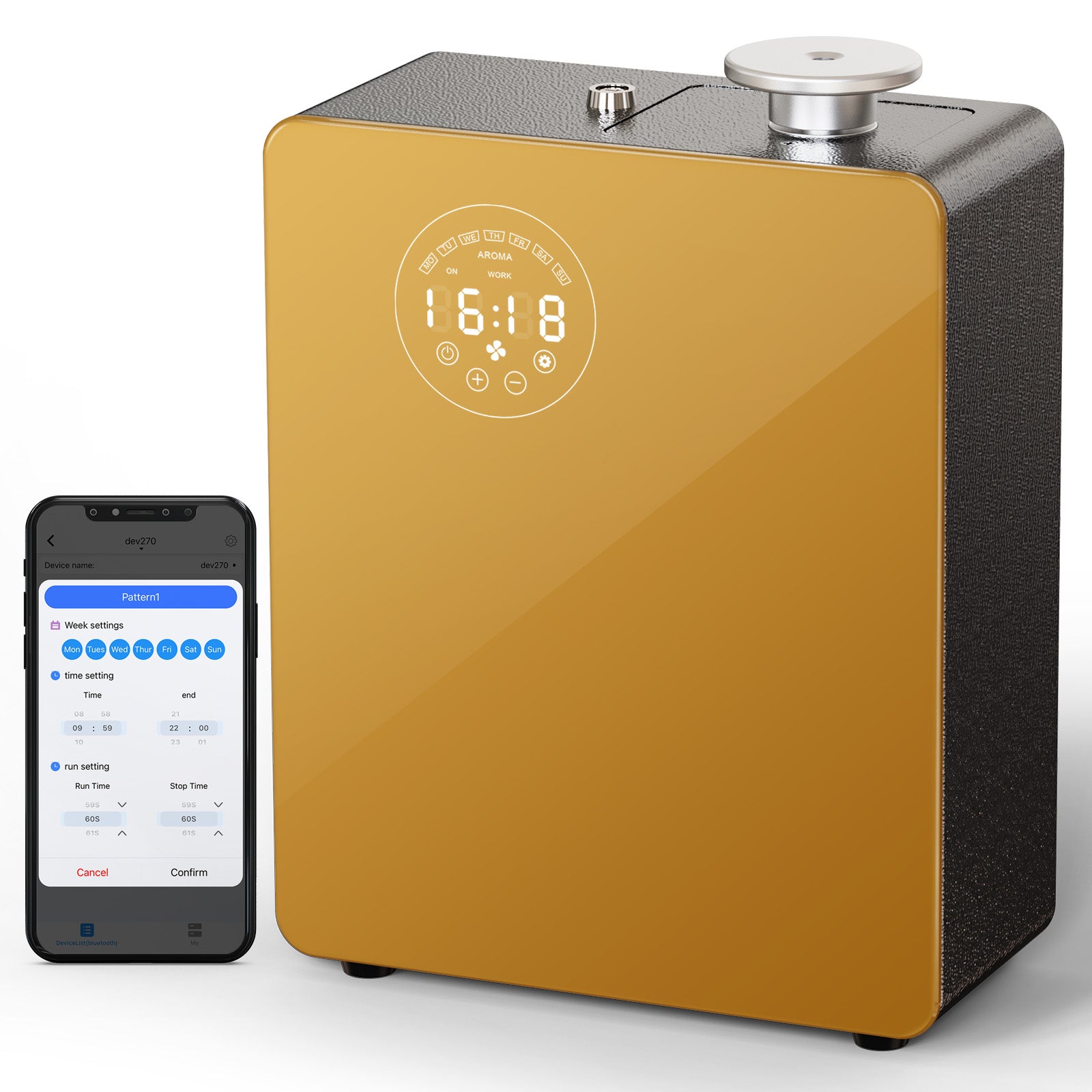 [LCD-X200-B] Diffuseur intelligent sans eau - Machine à parfumer pour usage domestique et commercial, couvre 3000 pi², nébuliseur CVC ou diffuseurs portables sans eau pour grandes pièces, commande tactile et Bluetooth, métal, noir