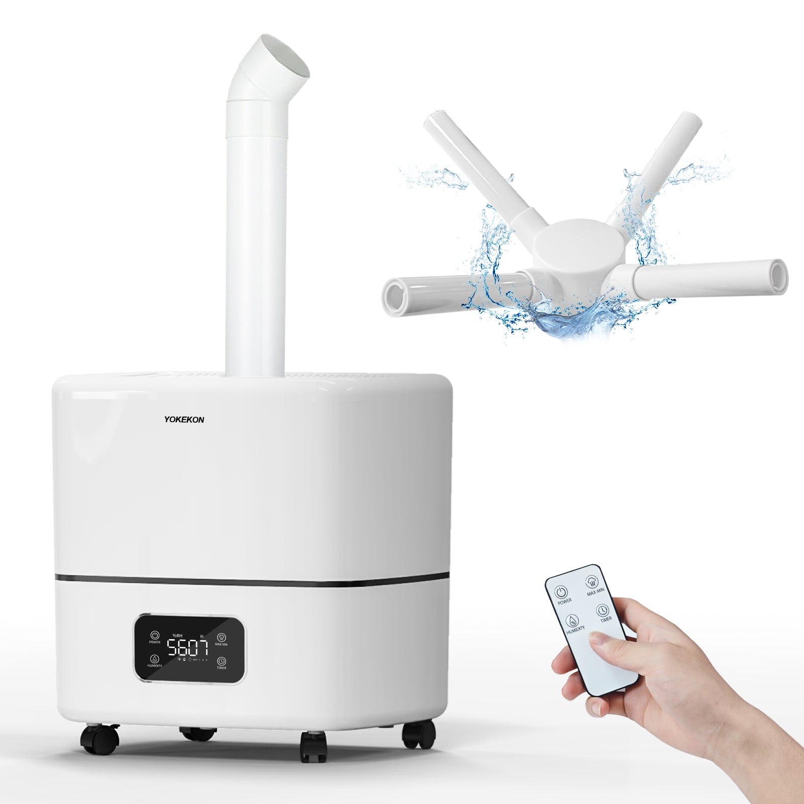 [LCD-301]Humidifier Large Room, 30L/7.93Gal Large Commercial Humidifier 5000 sq.ft, Top-Fill Whole House Humidifiers with Extension Tube, 3 Mist Mode, Timer – Ideal for Plants, Office, Warehouse & Greenhouse