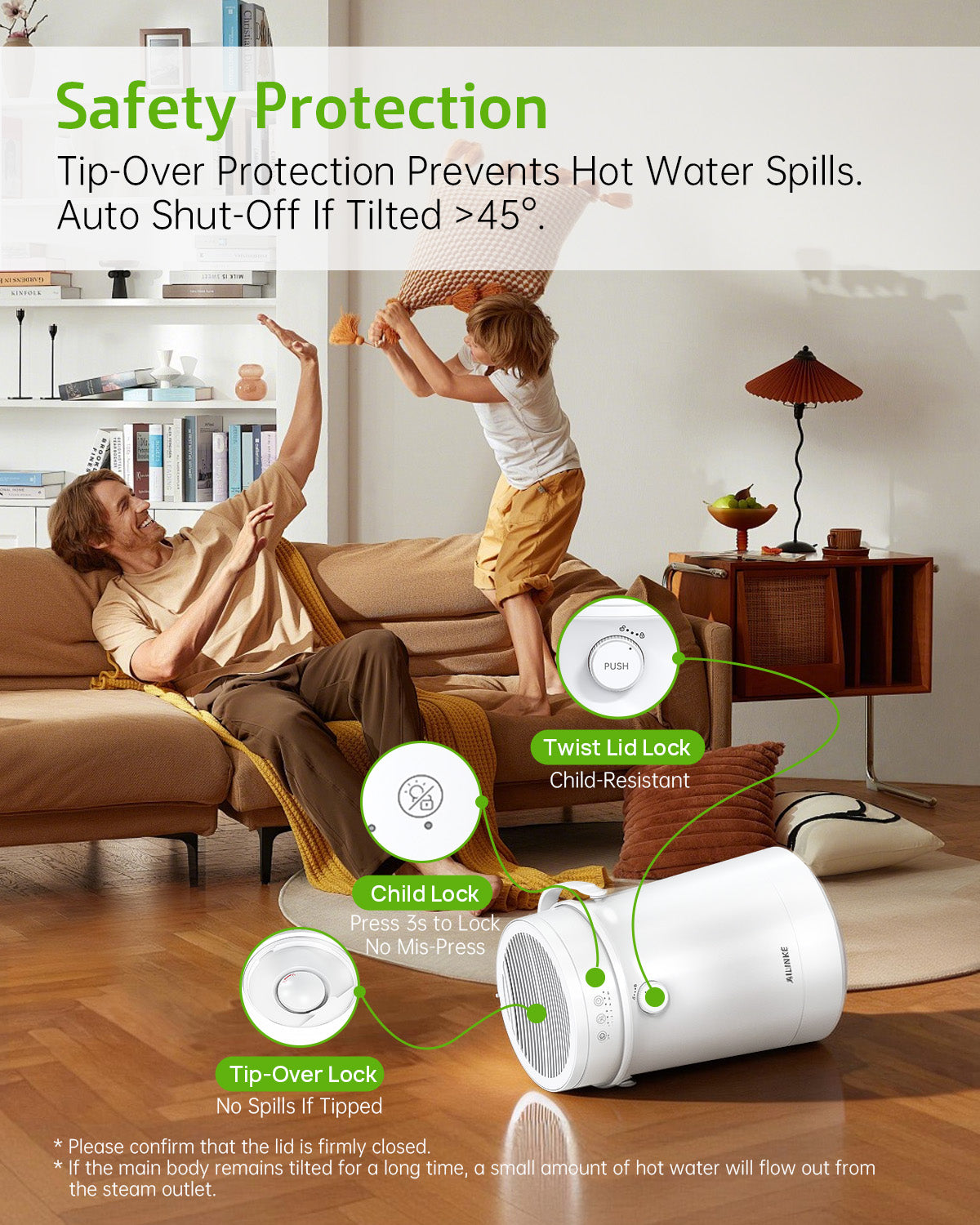 Stainless Steel Humidifier for Bedroom, Warm Mist Steam Humidifier 4L|5040