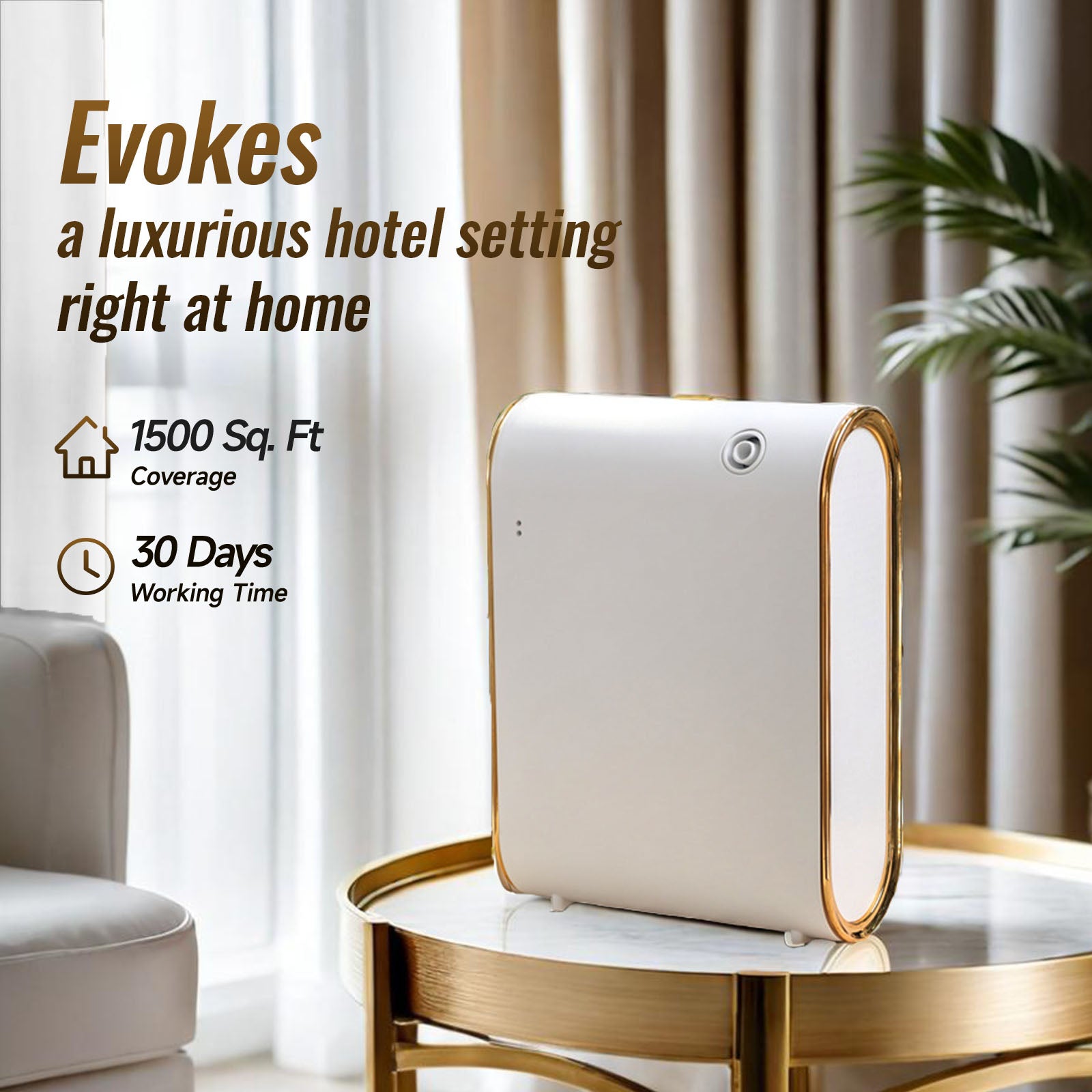 Diffuseur d'huiles essentielles sans eau Scent Air Machine - Couverture de 1500 pi², technologie d'air froid intelligent, diffuseur Bluetooth de la collection Hôtel pour usage domestique et commercial (blanc)