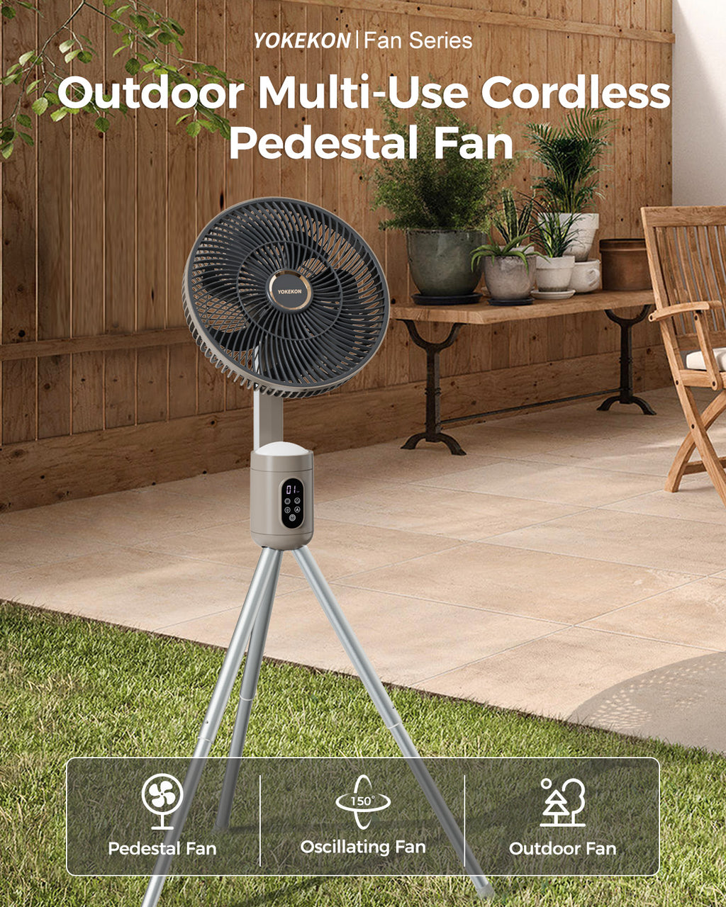 tanding Outdoor Fan for Patio Fan with Remote Light, Quiet|FS300