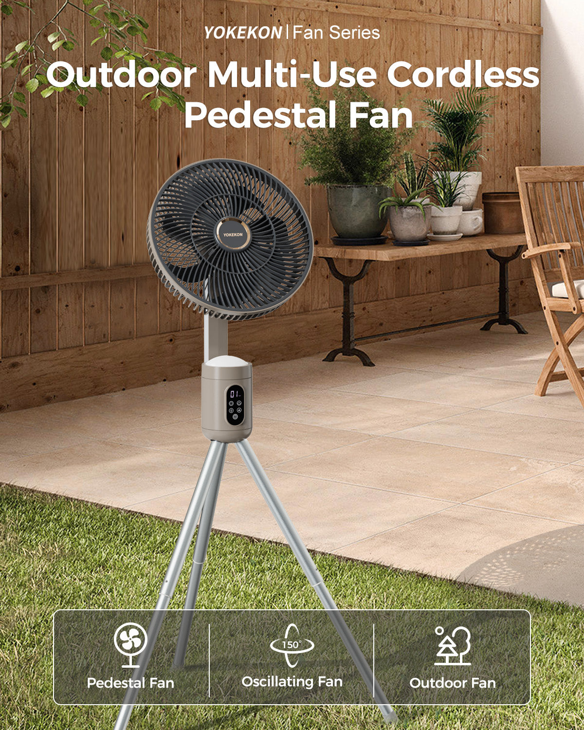 tanding Outdoor Fan for Patio Fan with Remote Light, Quiet|FS300