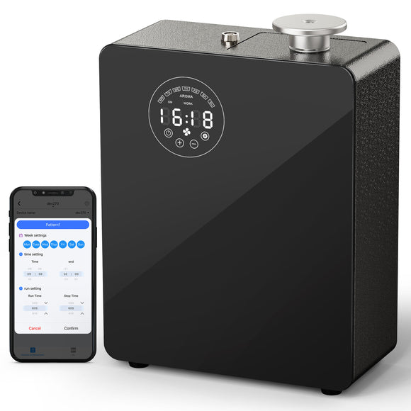 [LCD-X200]Smart Waterless Diffuser - Scent Air Machine for Home & Commercial Use, Covers 3000 sq. ft., Nebulizing HVAC or Portable Large Room Waterless Diffusers, Touch & Bluetooth Control, Metal, Golden