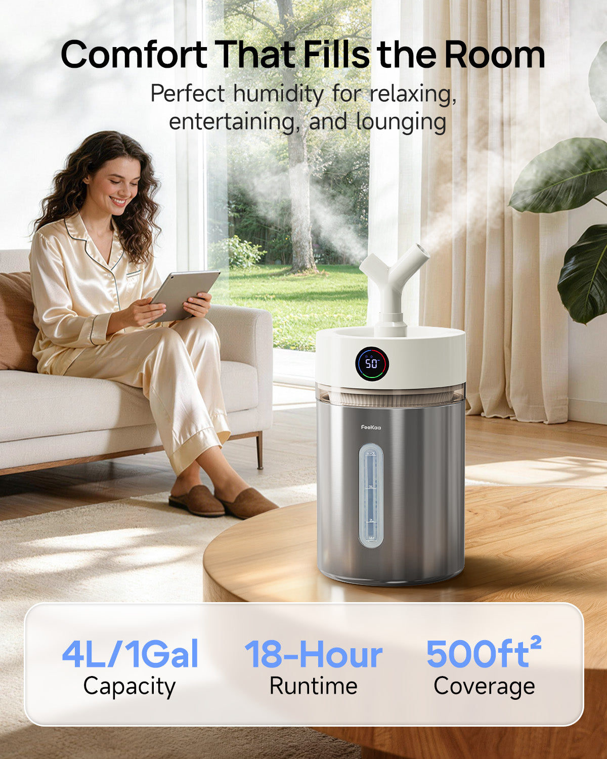 Stainless Steel Humidifier, 4L Cool Mist|01094