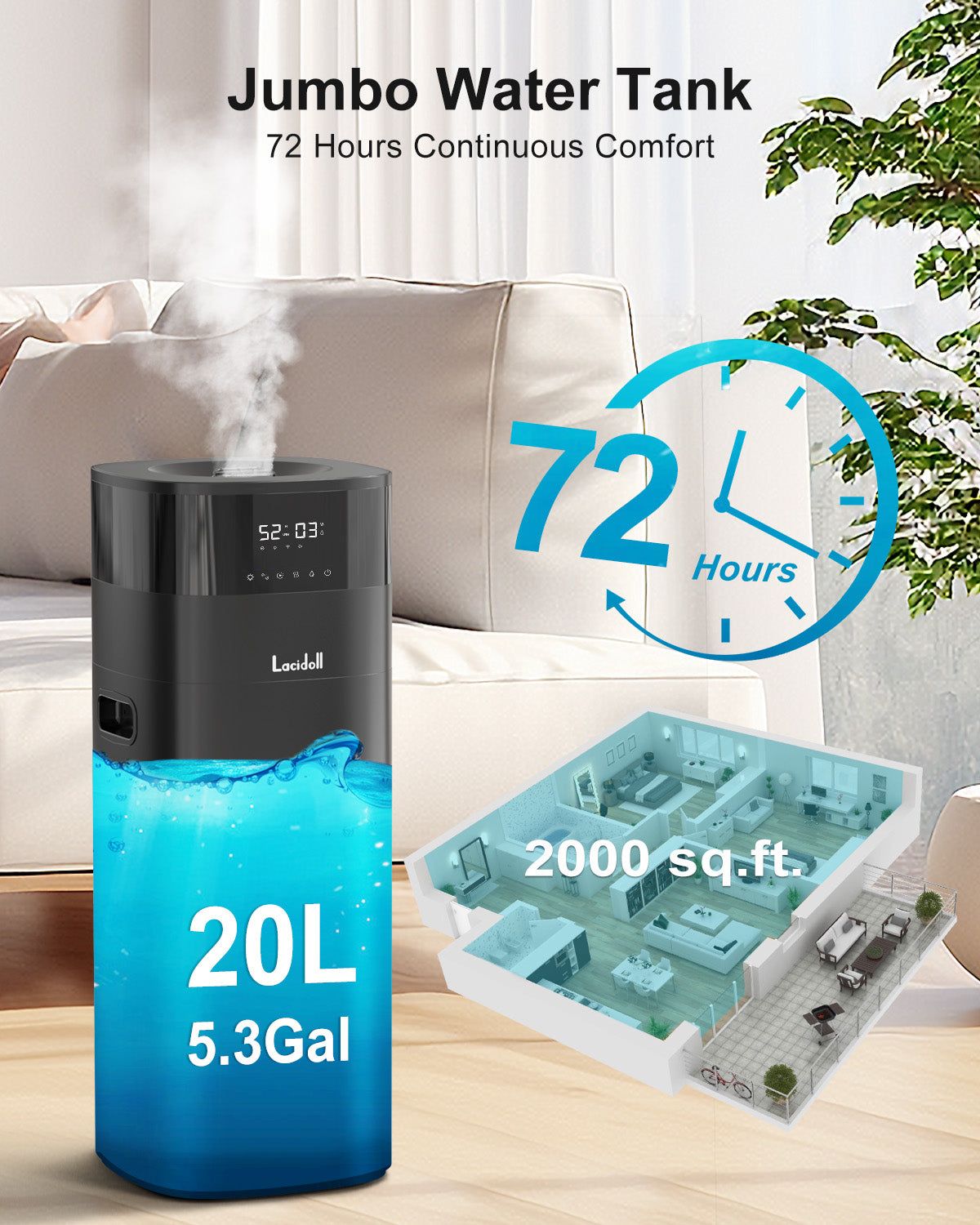 Whole House Cool And Warm Mist Humidifier 20L | Lacidoll