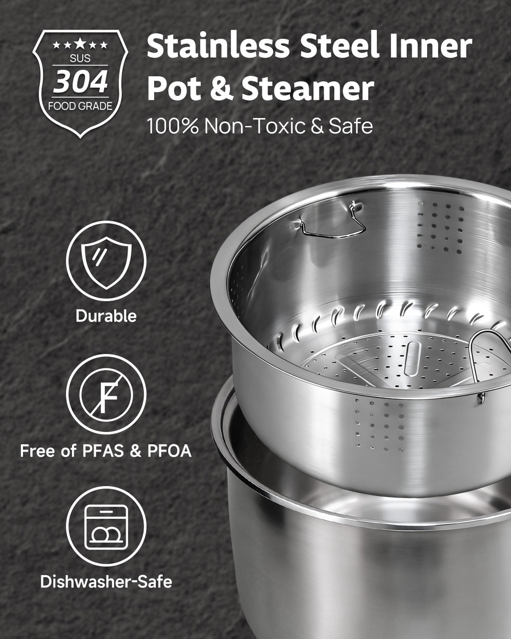 Rice Cooker Stainless Steel Inner Pot PFAS-Free | 501