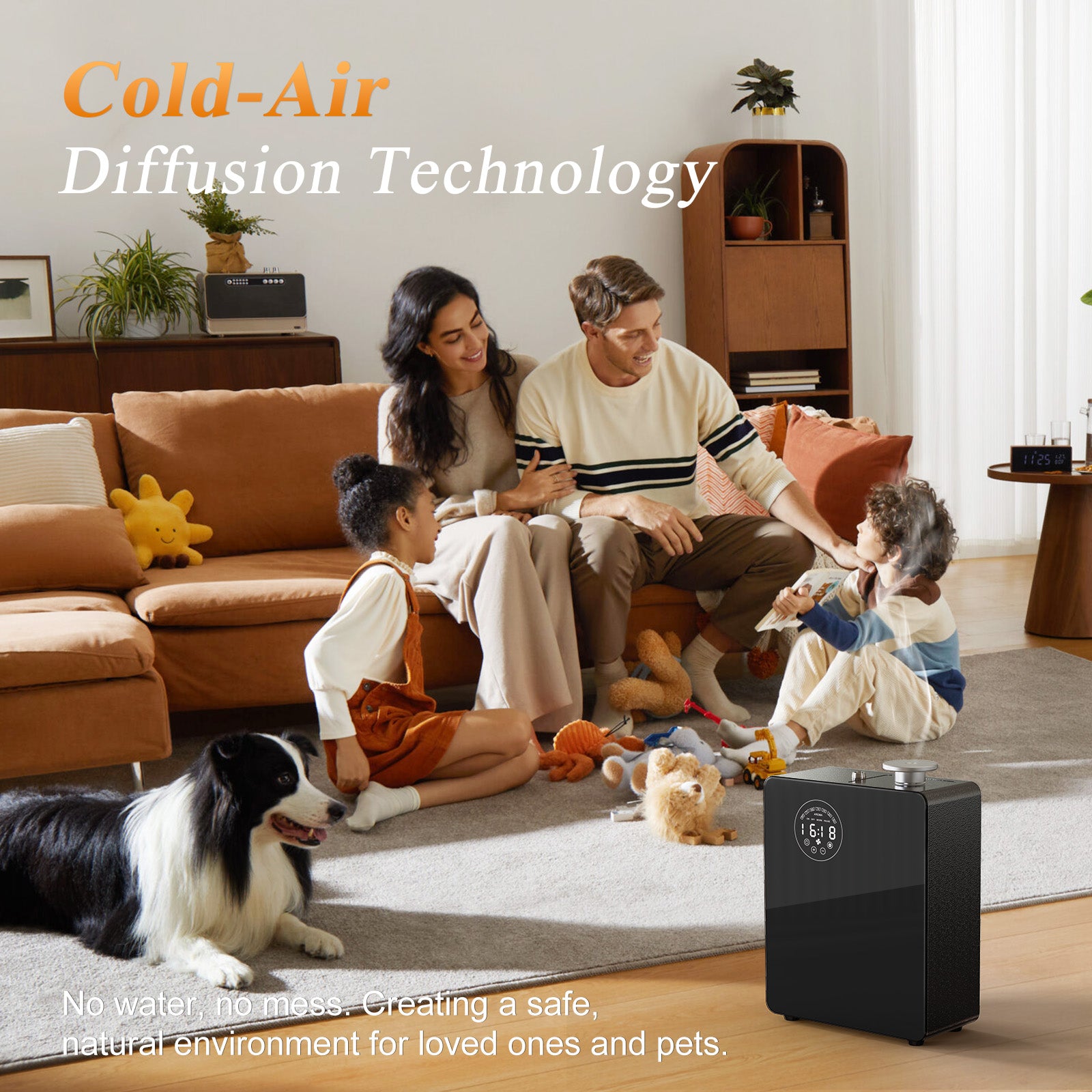 [LCD-X200-B] Diffuseur intelligent sans eau - Machine à parfumer pour usage domestique et commercial, couvre 3000 pi², nébuliseur CVC ou diffuseurs portables sans eau pour grandes pièces, commande tactile et Bluetooth, métal, noir