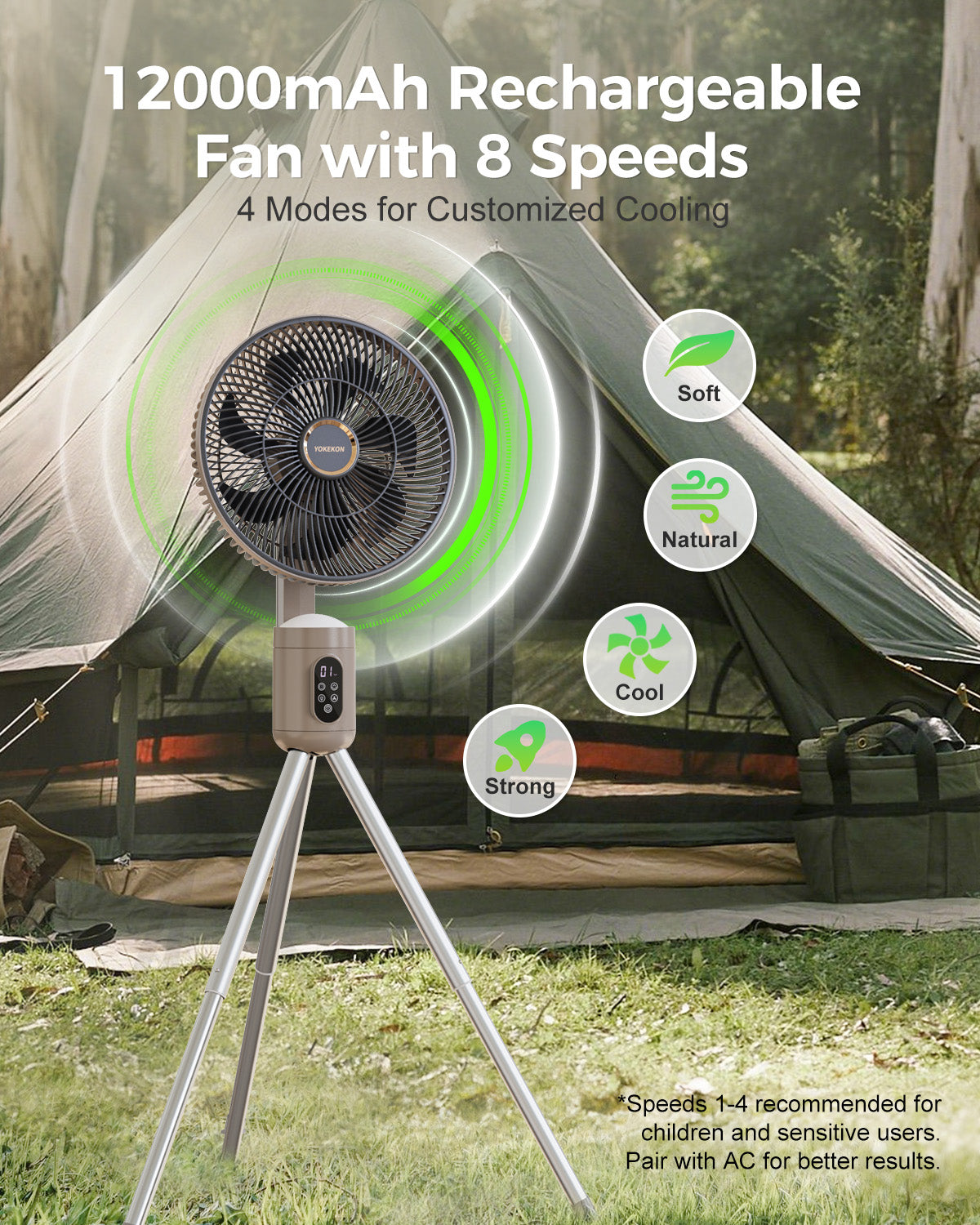 tanding Outdoor Fan for Patio Fan with Remote Light, Quiet|FS300