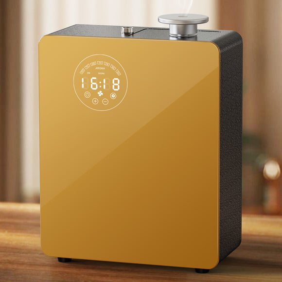 [LCD-X200]Smart Waterless Diffuser - Scent Air Machine for Home & Commercial Use, Covers 3000 sq. ft., Nebulizing HVAC or Portable Large Room Waterless Diffusers, Touch & Bluetooth Control, Metal, Golden