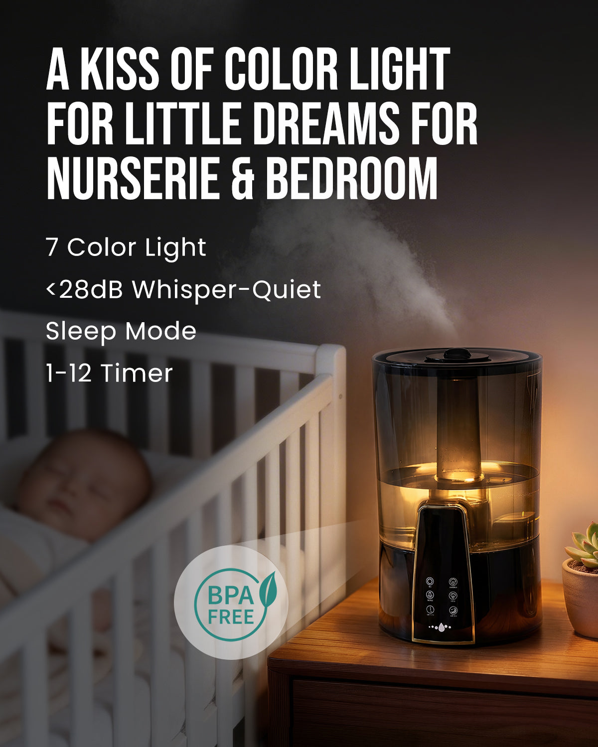 Humidifiers for Bedroom,1.06Gal(4L)Dishwasher-Safe Tank|22301