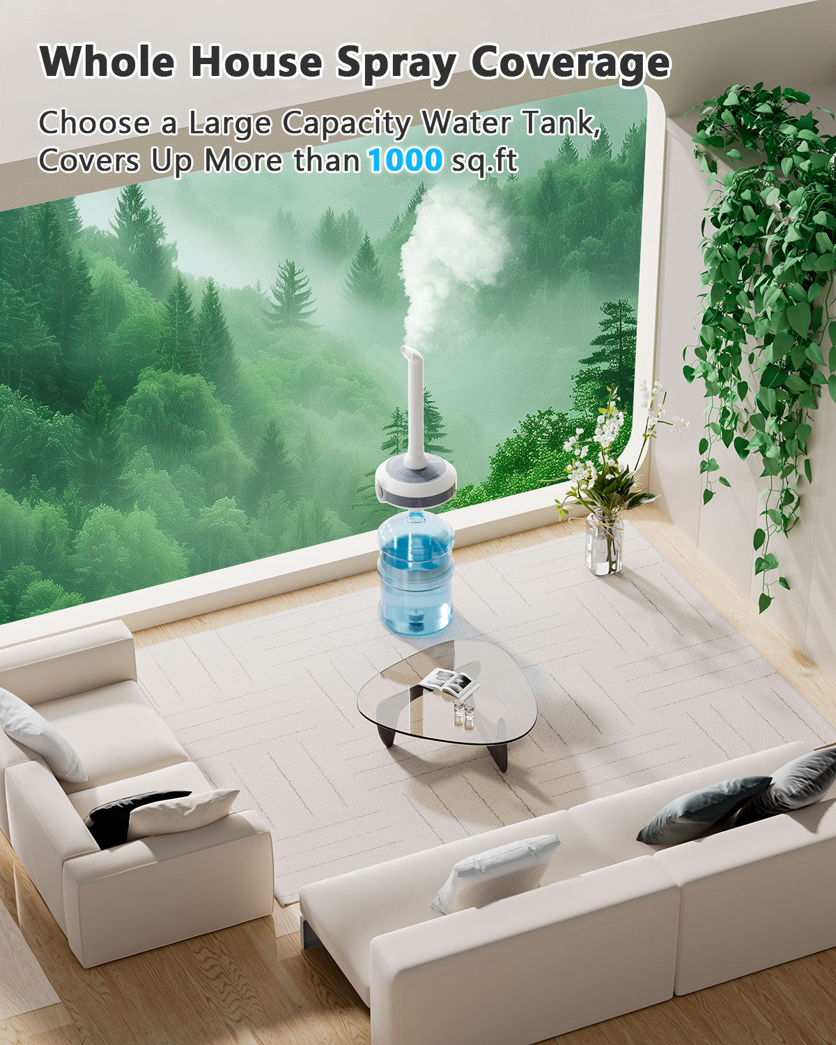 1000 sq.ft Large Room Humidifier | Ultrasonic Cool Mist Humidifier for Home, Office, School & Whole House | IN01