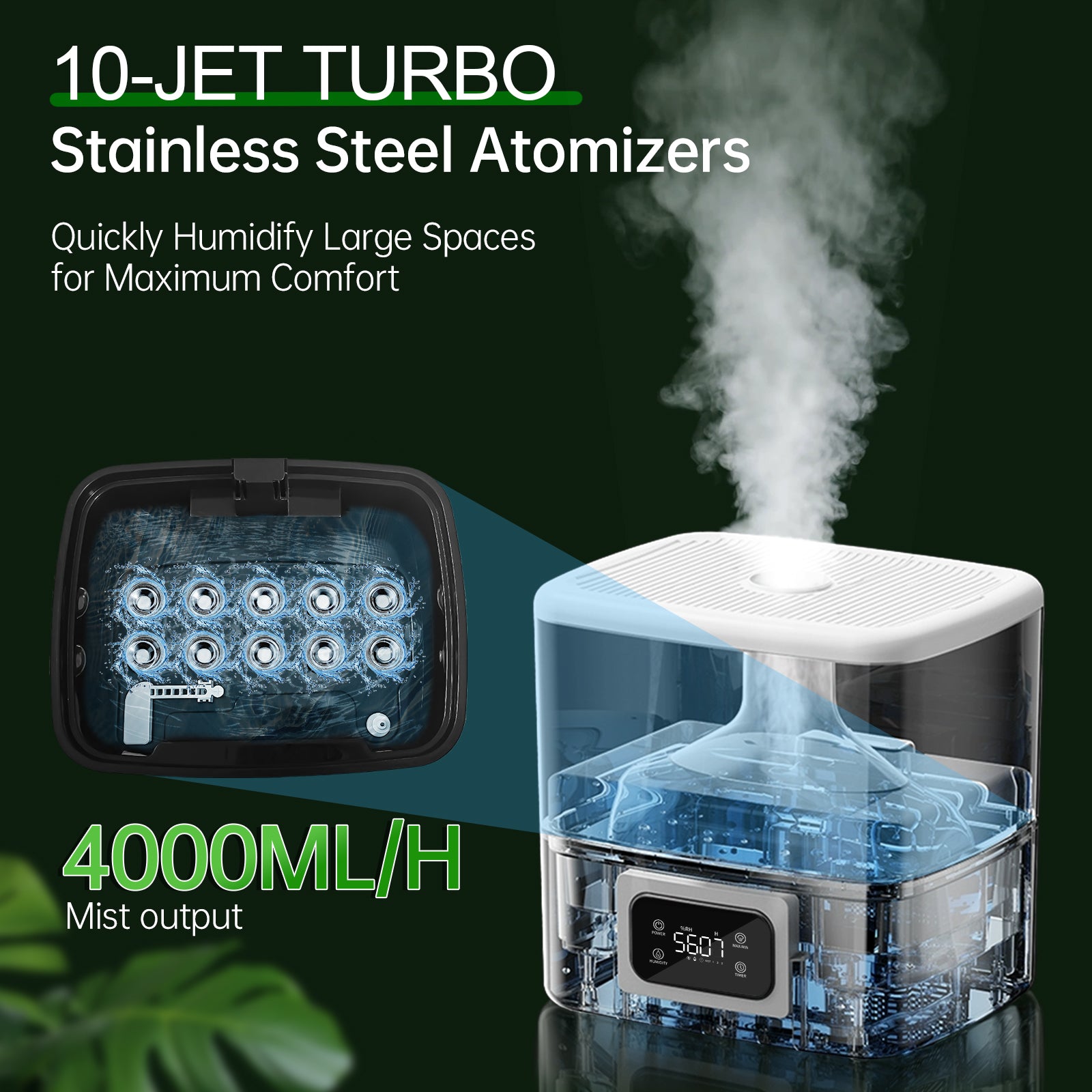 [LCD-301]Humidifier Large Room, 30L/7.93Gal Large Commercial Humidifier 5000 sq.ft, Top-Fill Whole House Humidifiers with Extension Tube, 3 Mist Mode, Timer – Ideal for Plants, Office, Warehouse & Greenhouse