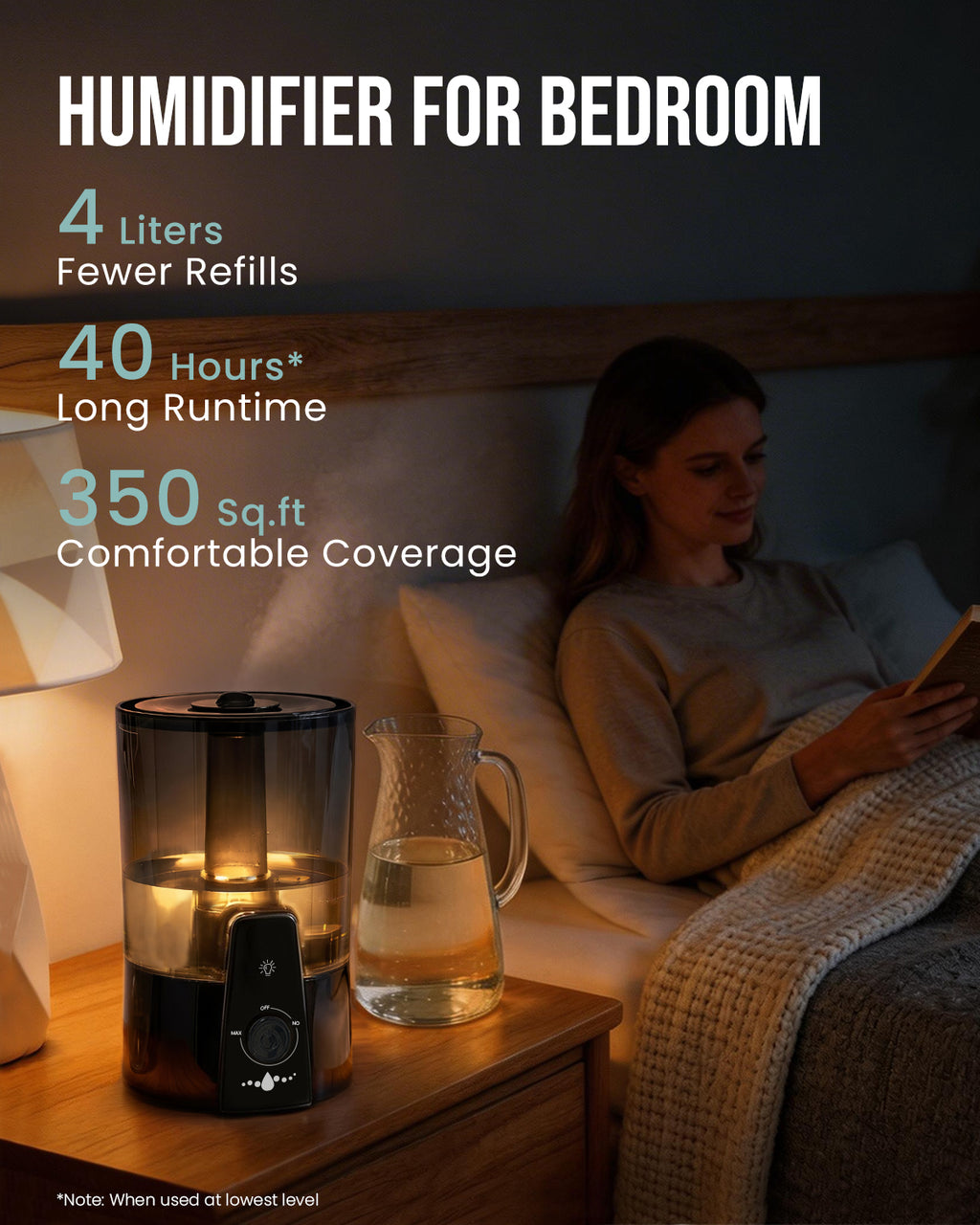 Humidifiers for Bedroom,1.06Gal(4L) Dishwasher Safe Design|22301