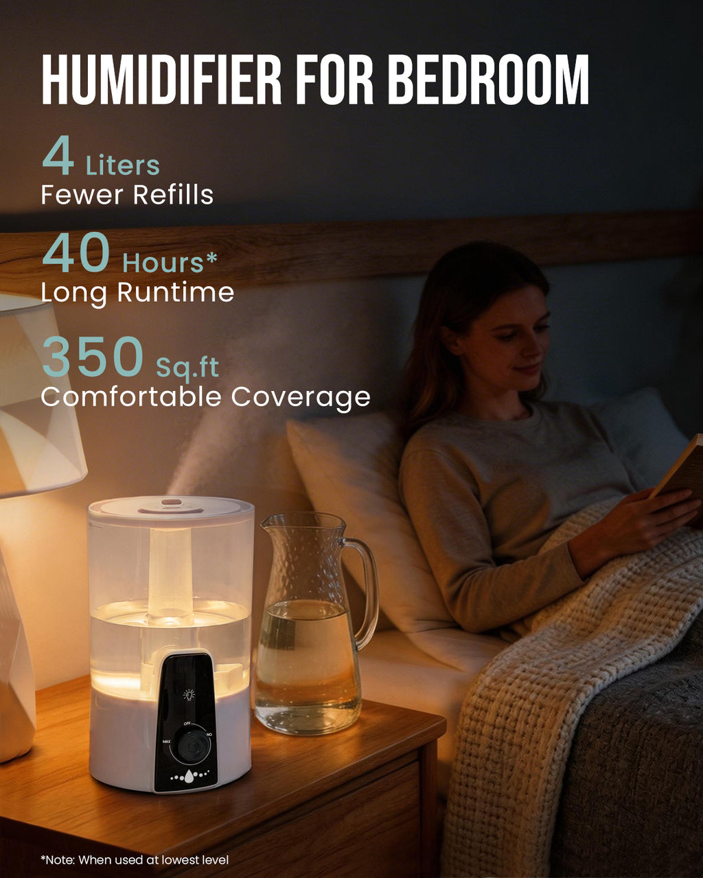 Humidifiers for Bedroom,1.06Gal(4L) Dishwasher-Safe Tank|22301M