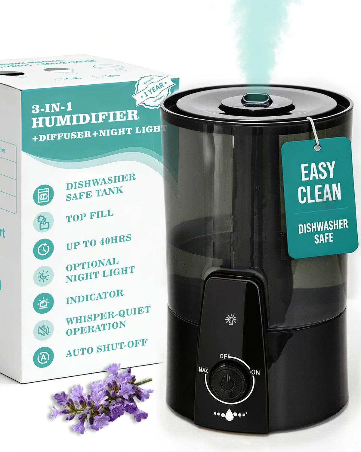 Humidifiers for Bedroom,1.06Gal(4L) Dishwasher Safe Design|22301