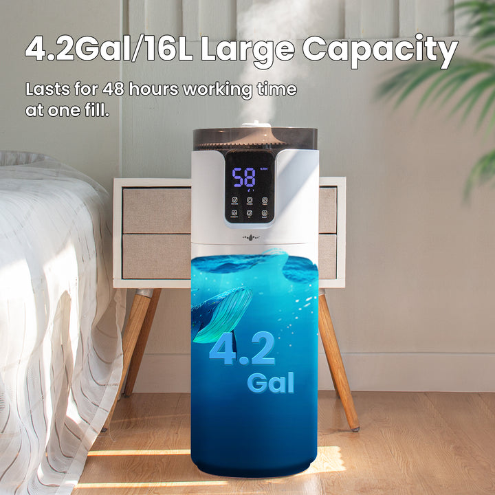 [LCD-J19]4.2 Gal1/16L 1000mL/h Output, Commercial & Industrial grade, Top Fill Cool Mist Ultrasonic Humidifier Quiet, LACIDOLL