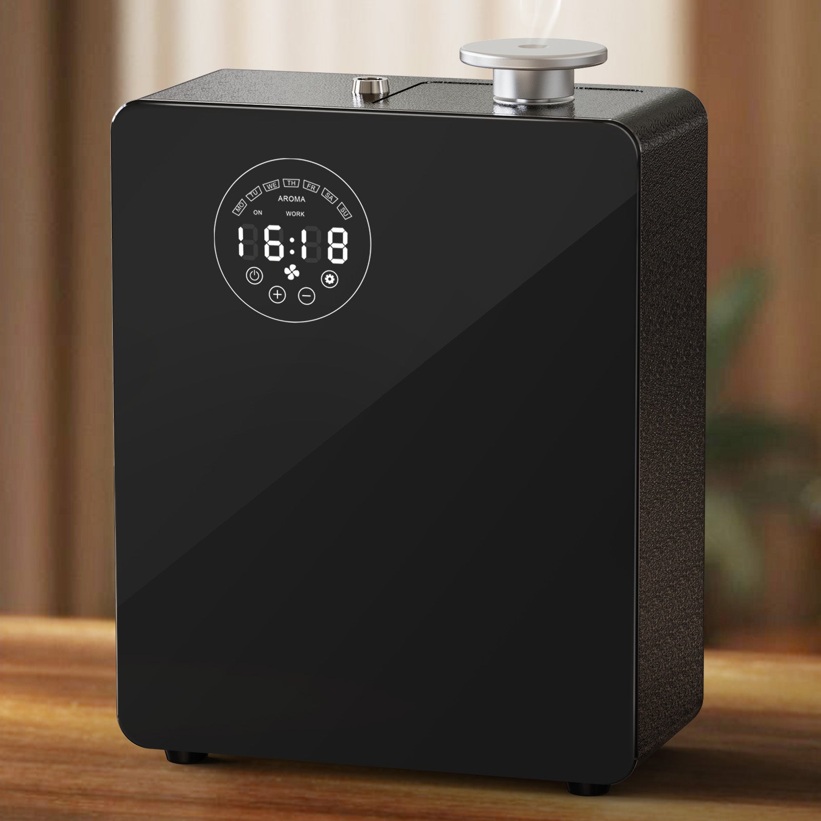 [LCD-X200-B] Diffuseur intelligent sans eau - Machine à parfumer pour usage domestique et commercial, couvre 3000 pi², nébuliseur CVC ou diffuseurs portables sans eau pour grandes pièces, commande tactile et Bluetooth, métal, noir