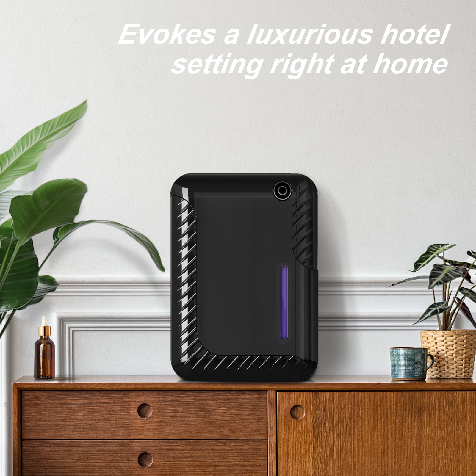 Diffuseur d'huiles essentielles sans eau Bluetooth avec technologie d'air froid, 250 ml, 1 500 pi², pour grande pièce, bureau, spa, noir
