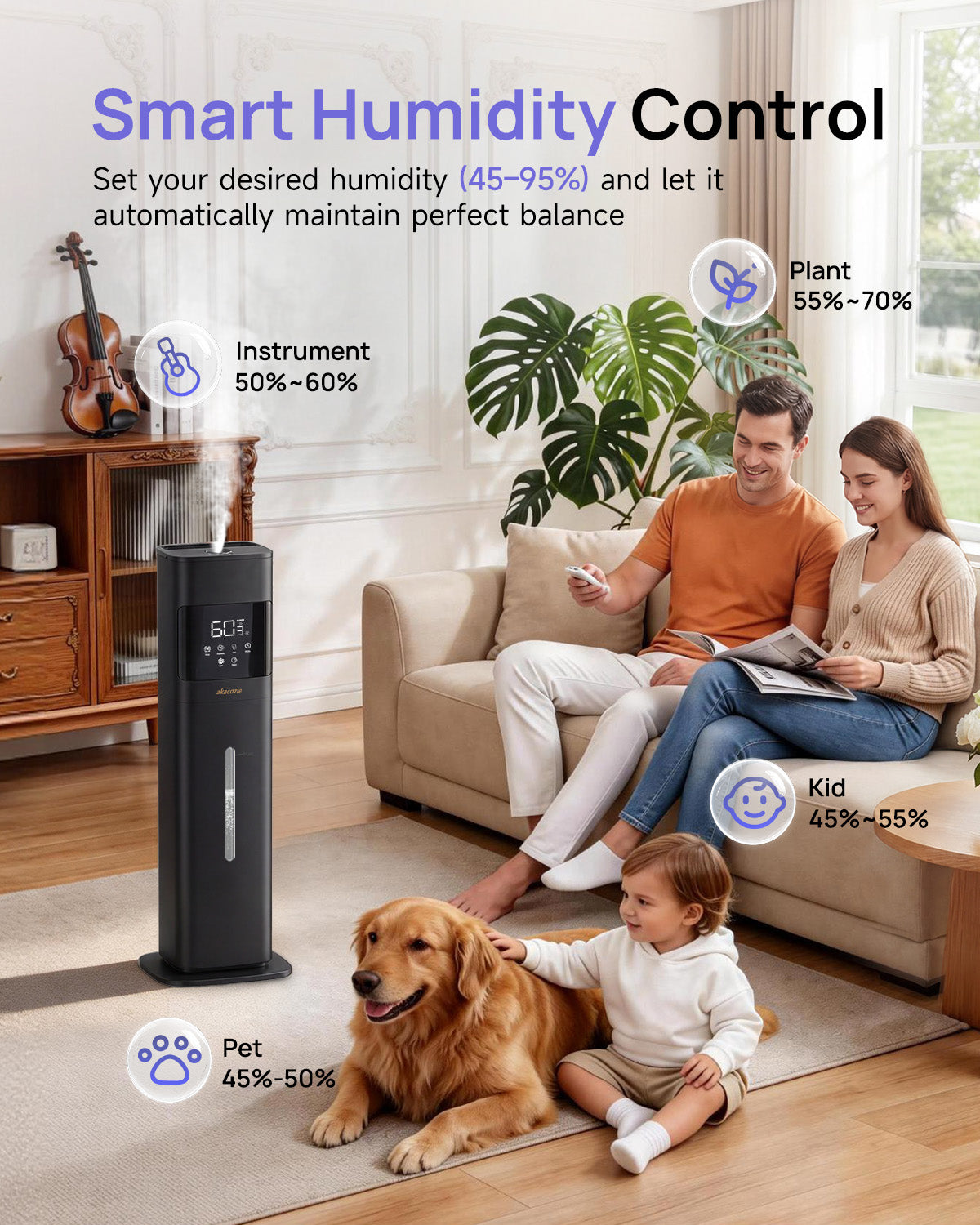 Humidifier Large Room, 2.1Gal/8L Cool Mist Humidifiers|2407C