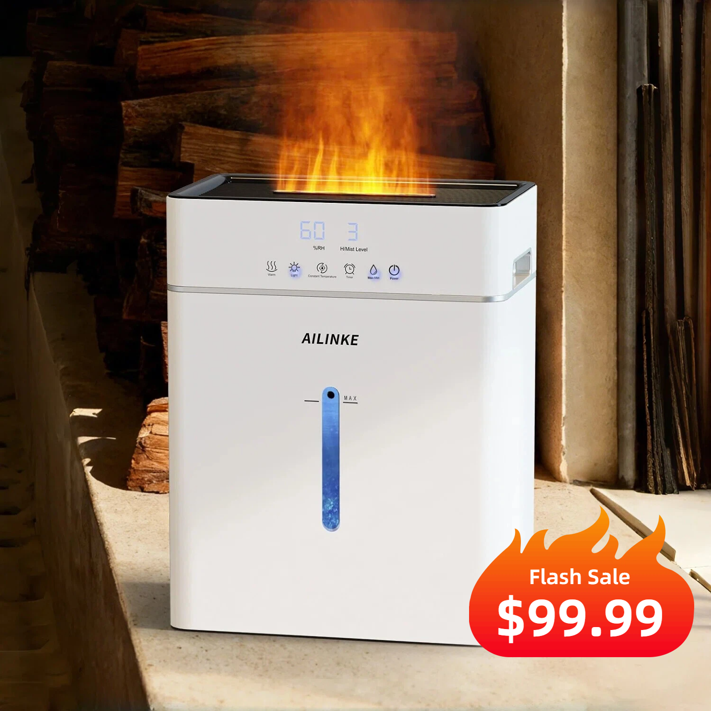Humidifier Large Room 10L/2.64Gal | Warm & Cool Mist | Flame Light Effect| 2109