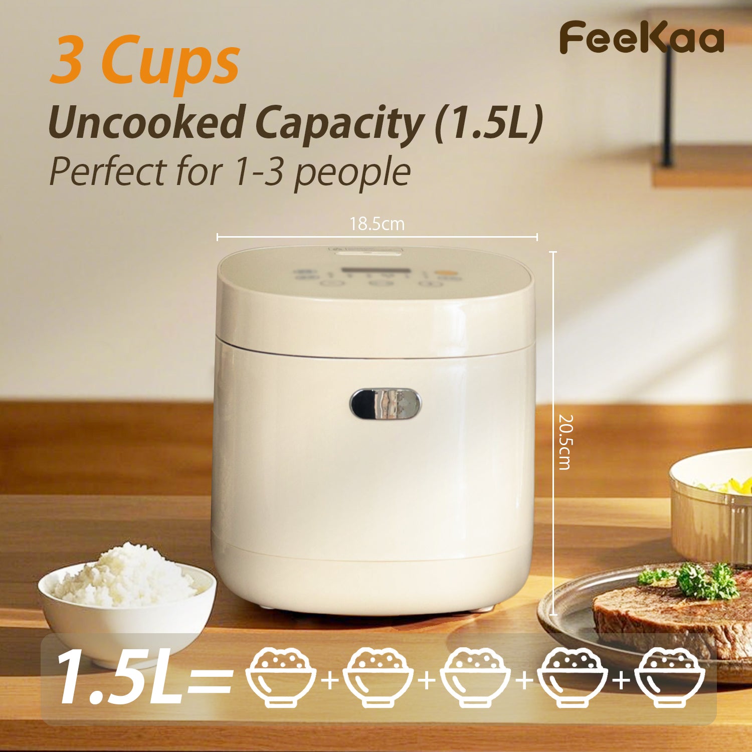 Rice Cooker Small, 3-Cup Uncooked / 6-Cup Cooked|15A