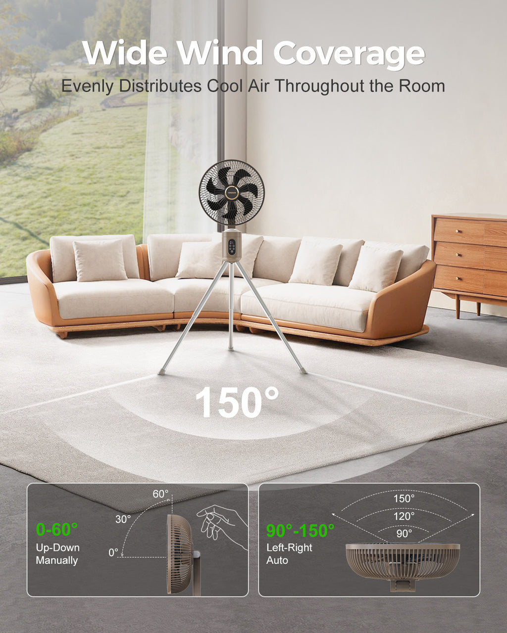 tanding Outdoor Fan for Patio Fan with Remote Light, Quiet|FS300