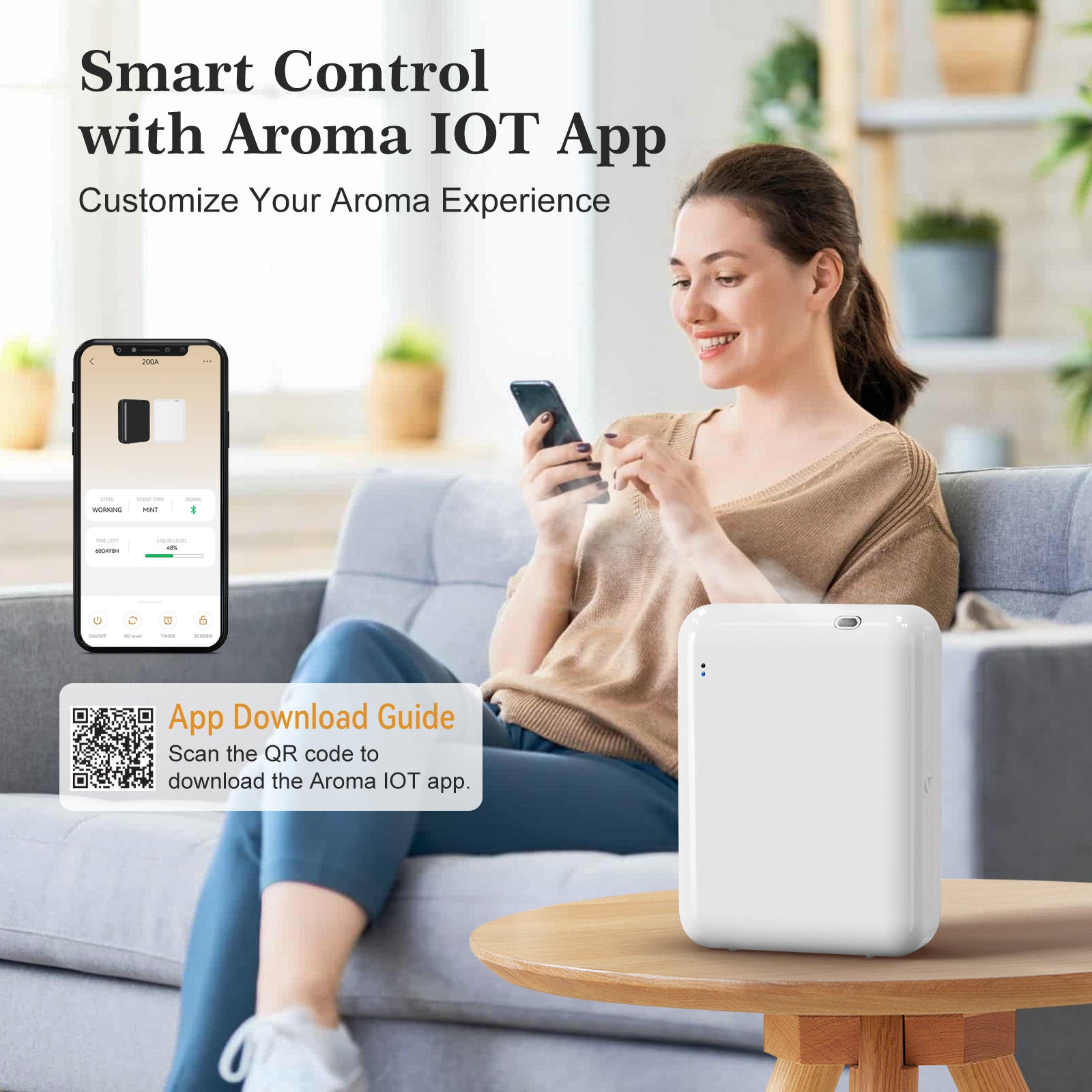 Waterless Essential Oil Diffuser | 170ml Large Capacity | Bluetooth Smart Control | Hotel Collection