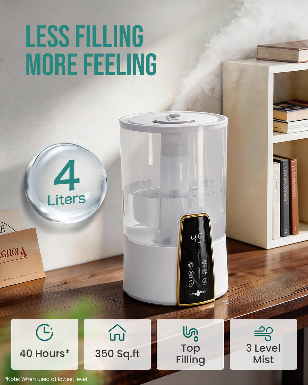 Humidifiers for Bedroom,1.06Gal(4L) Dishwasher-Safe Tank|22301