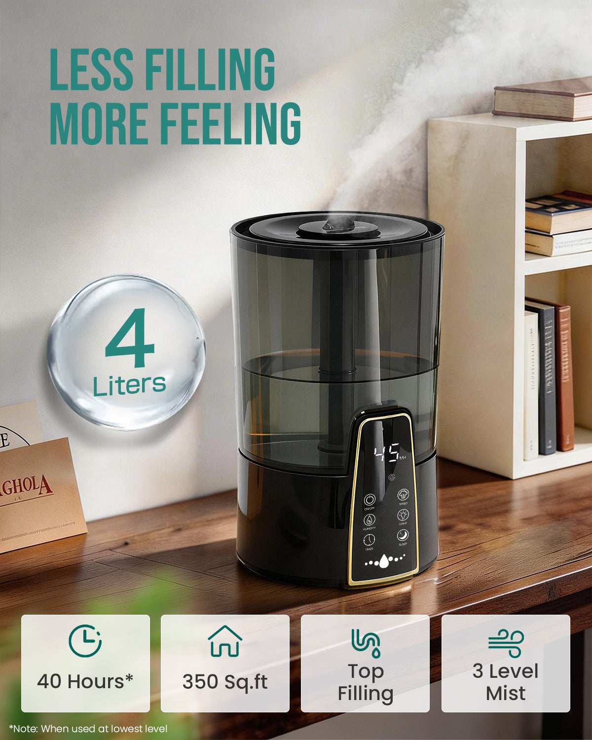 Humidifiers for Bedroom,1.06Gal(4L)Dishwasher-Safe Tank|22301