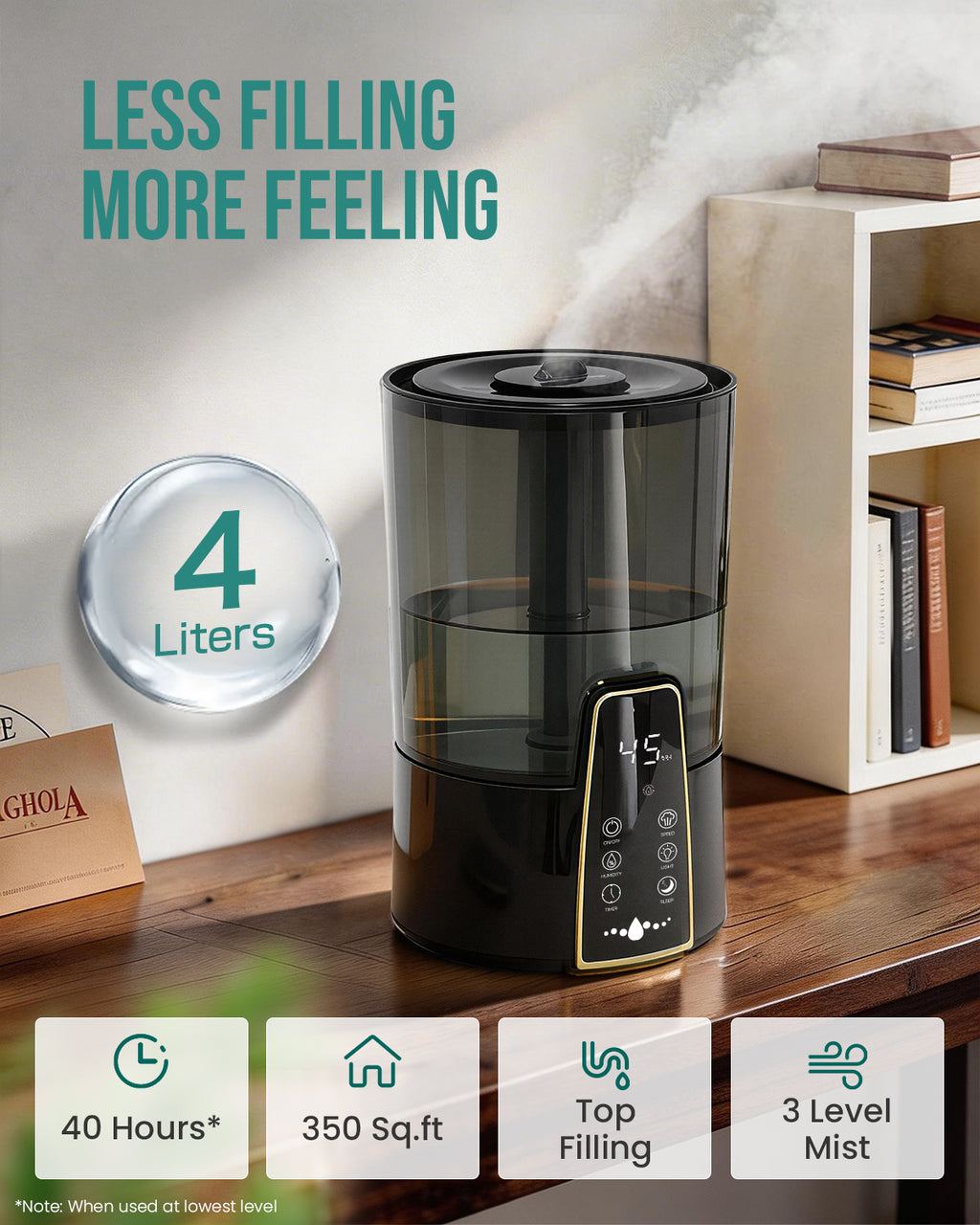 Humidifiers for Bedroom,1.06Gal(4L)Dishwasher-Safe Tank|22301