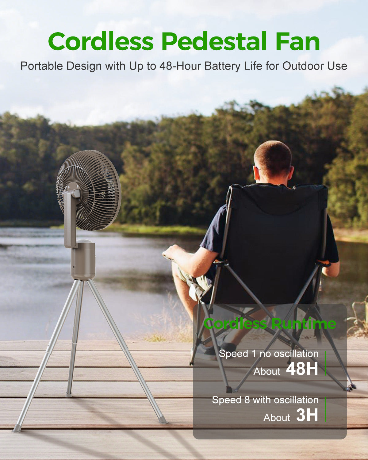 tanding Outdoor Fan for Patio Fan with Remote Light, Quiet|FS300