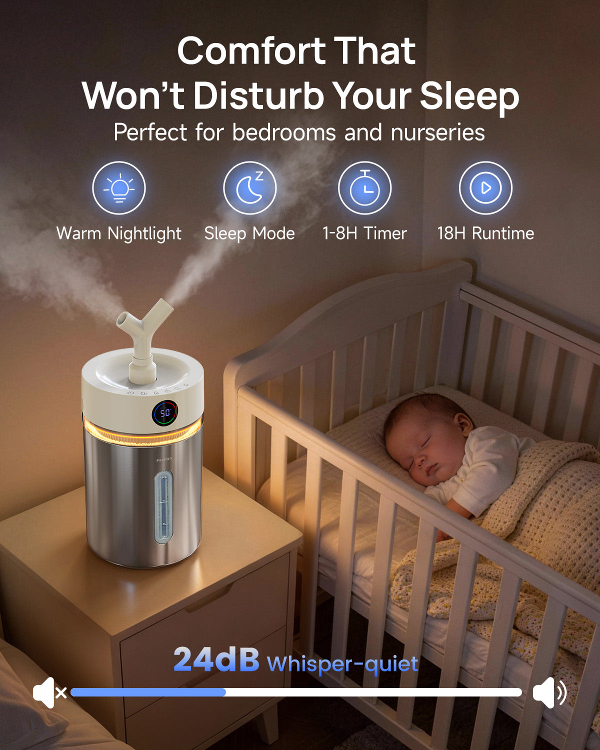 Stainless Steel Humidifier, 4L Cool Mist|01094