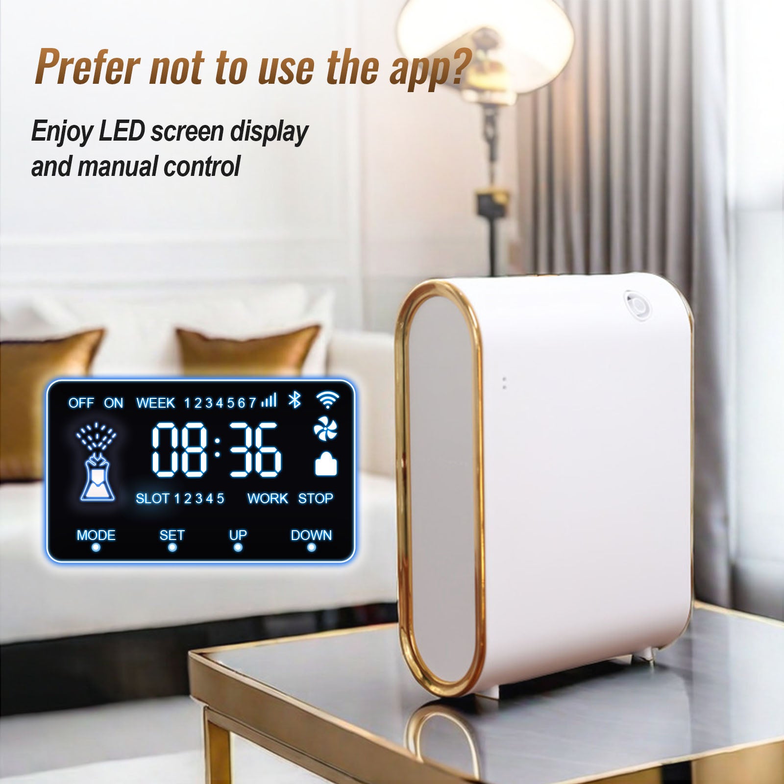 Diffuseur d'huiles essentielles sans eau Scent Air Machine - Couverture de 1500 pi², technologie d'air froid intelligent, diffuseur Bluetooth de la collection Hôtel pour usage domestique et commercial (blanc)
