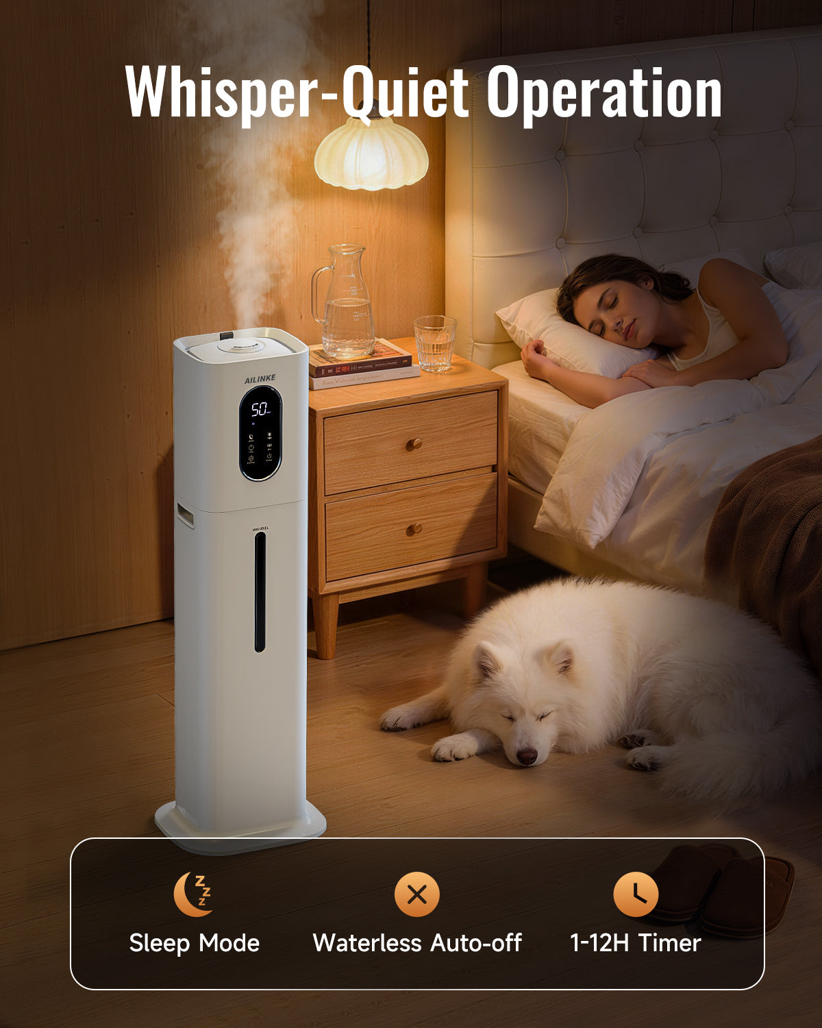 Humidifier Large Room Bedroom with Night Light, 2.1Gal(8L)|033C