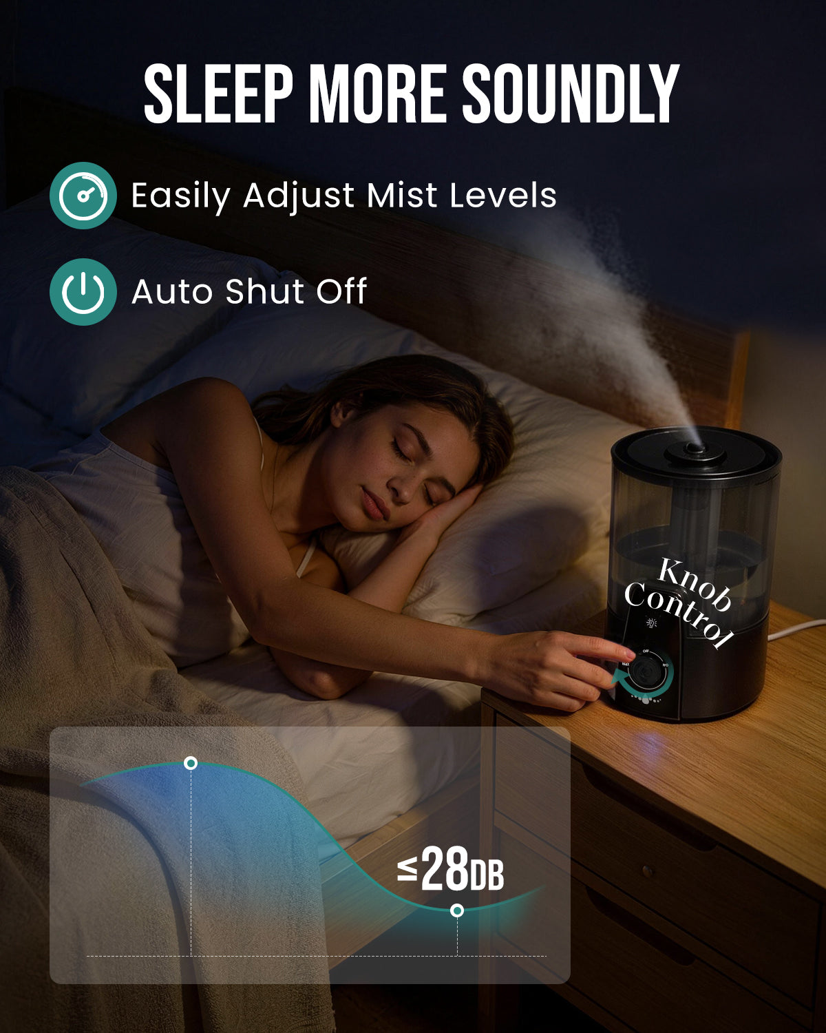 Humidifiers for Bedroom,1.06Gal(4L) Dishwasher Safe Design|22301