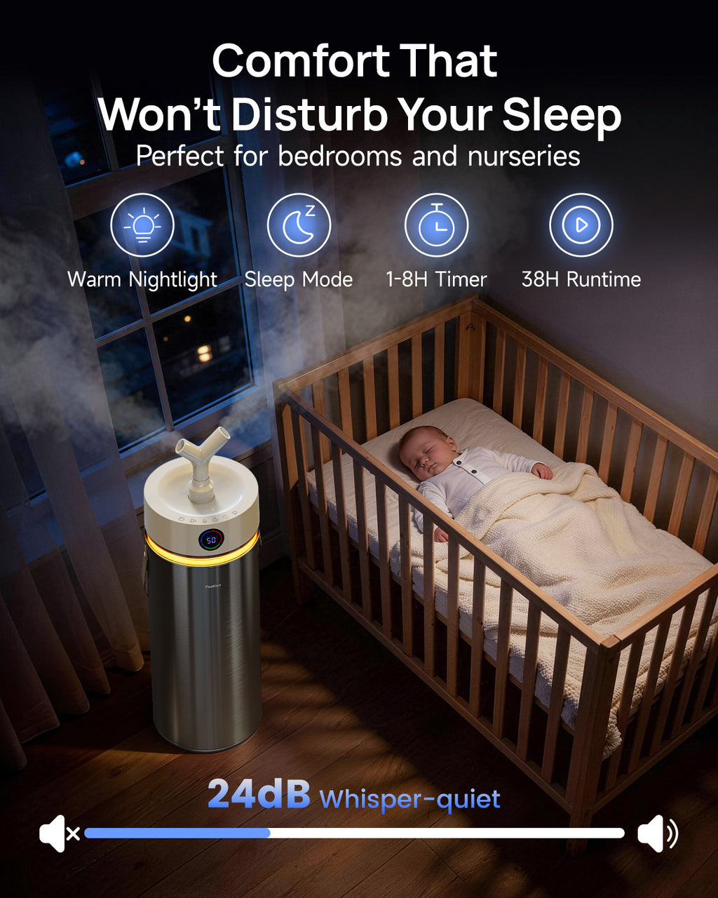 Stainless Steel Humidifier, 8L/2.1Gal Cool Mist Humidifiers|01098